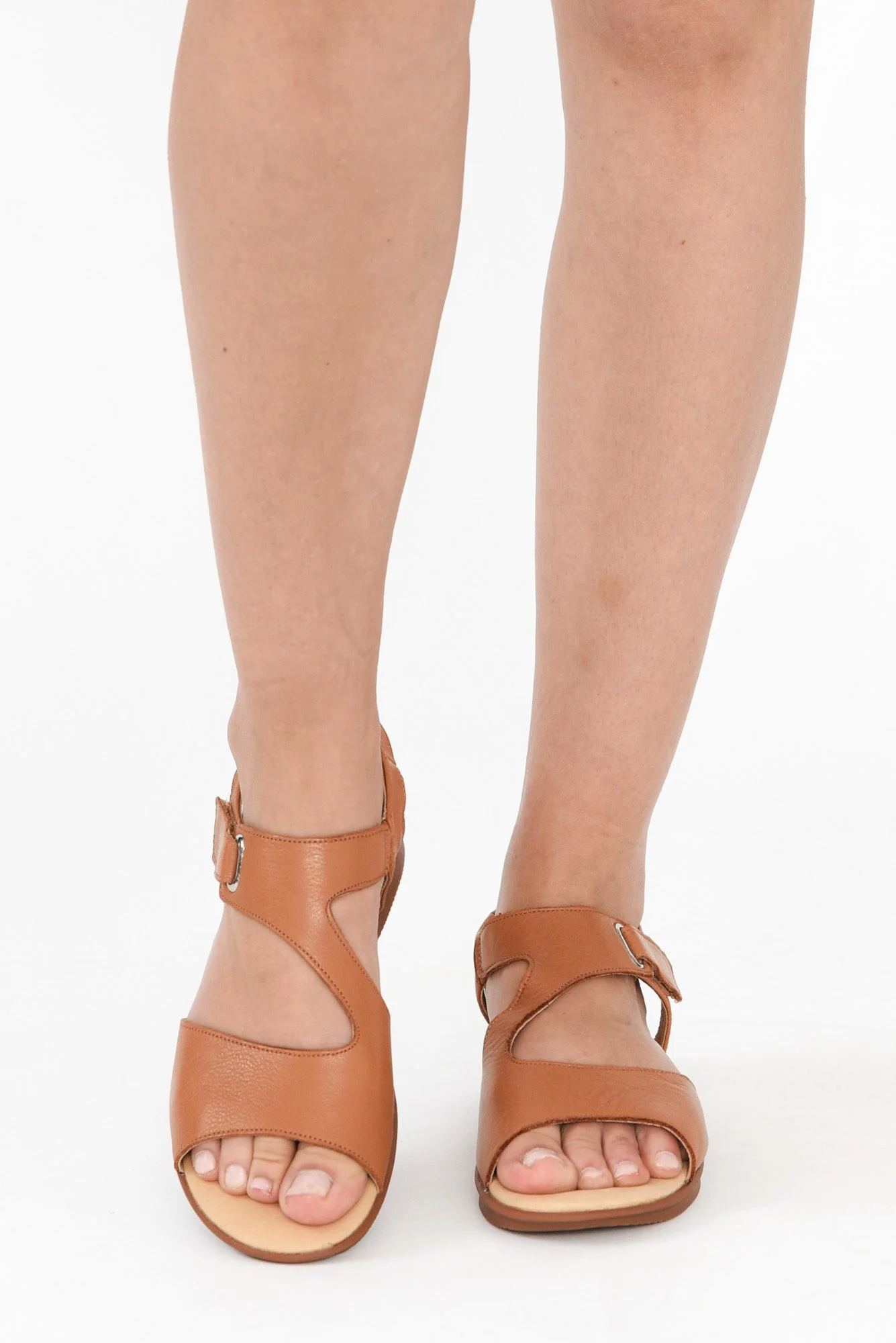 Stie Tan Leather Velcro Sandal - Image 3