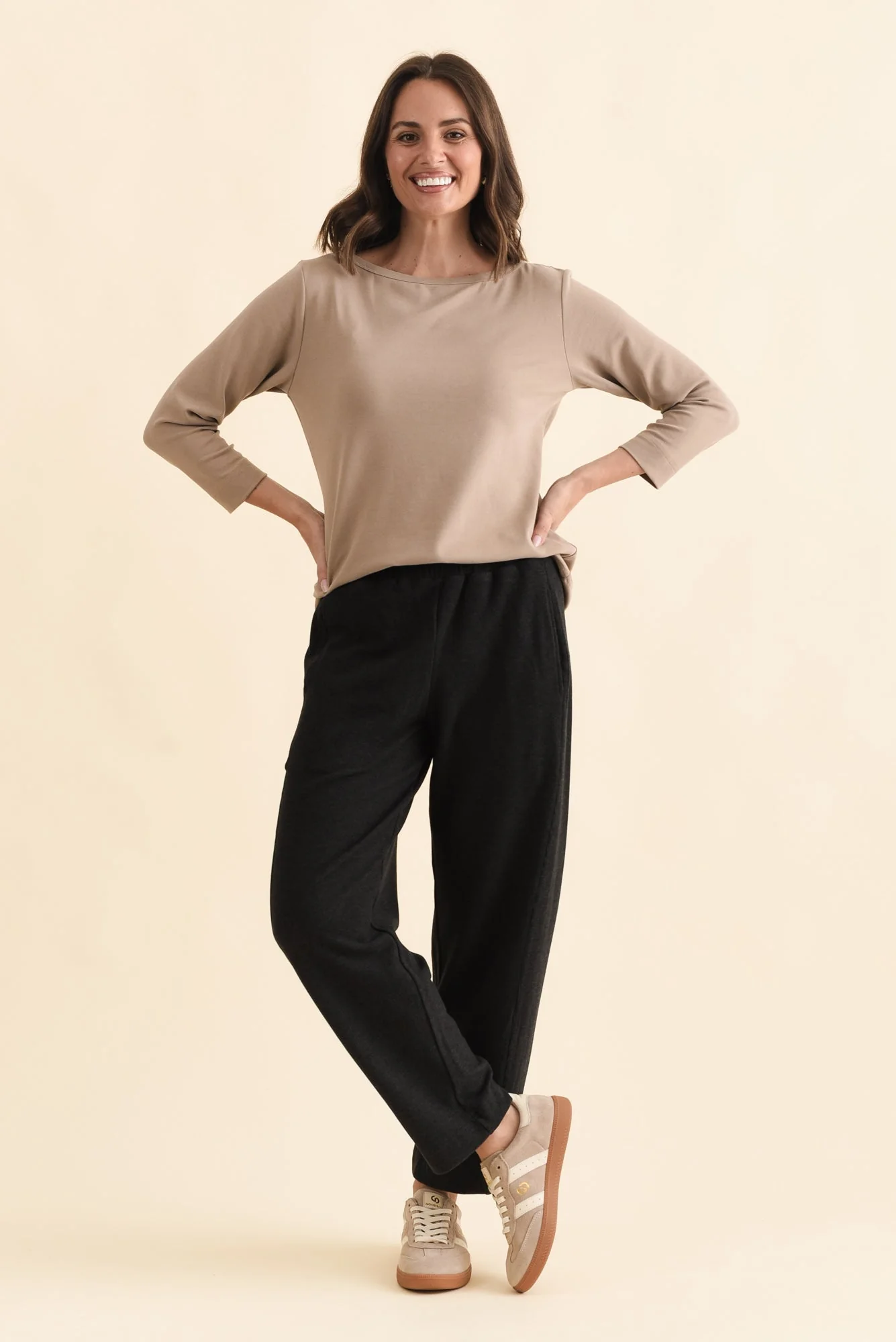 SuedeLuxe Beige 3/4 Sleeve Top - Image 2