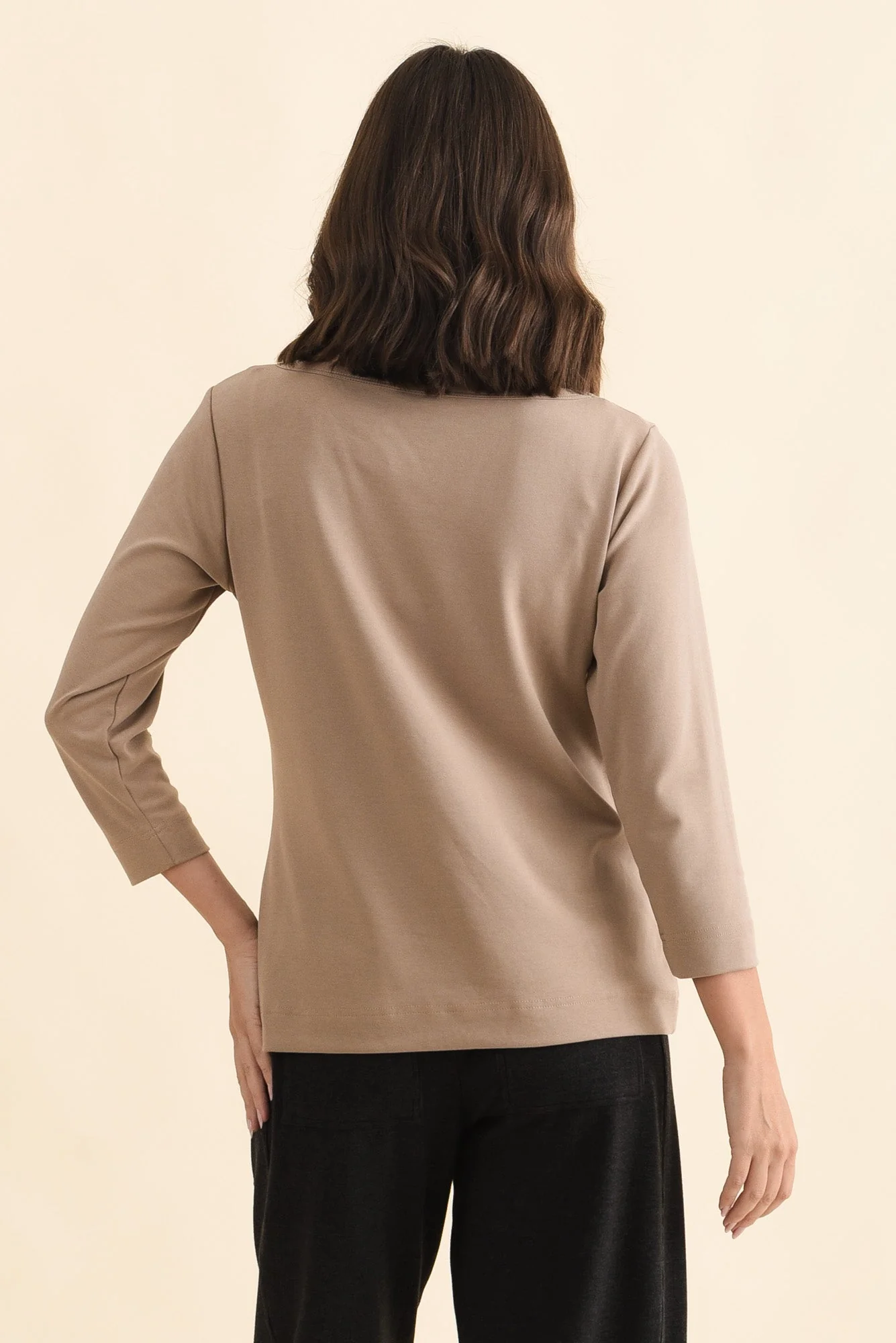 SuedeLuxe Beige 3/4 Sleeve Top - Image 4