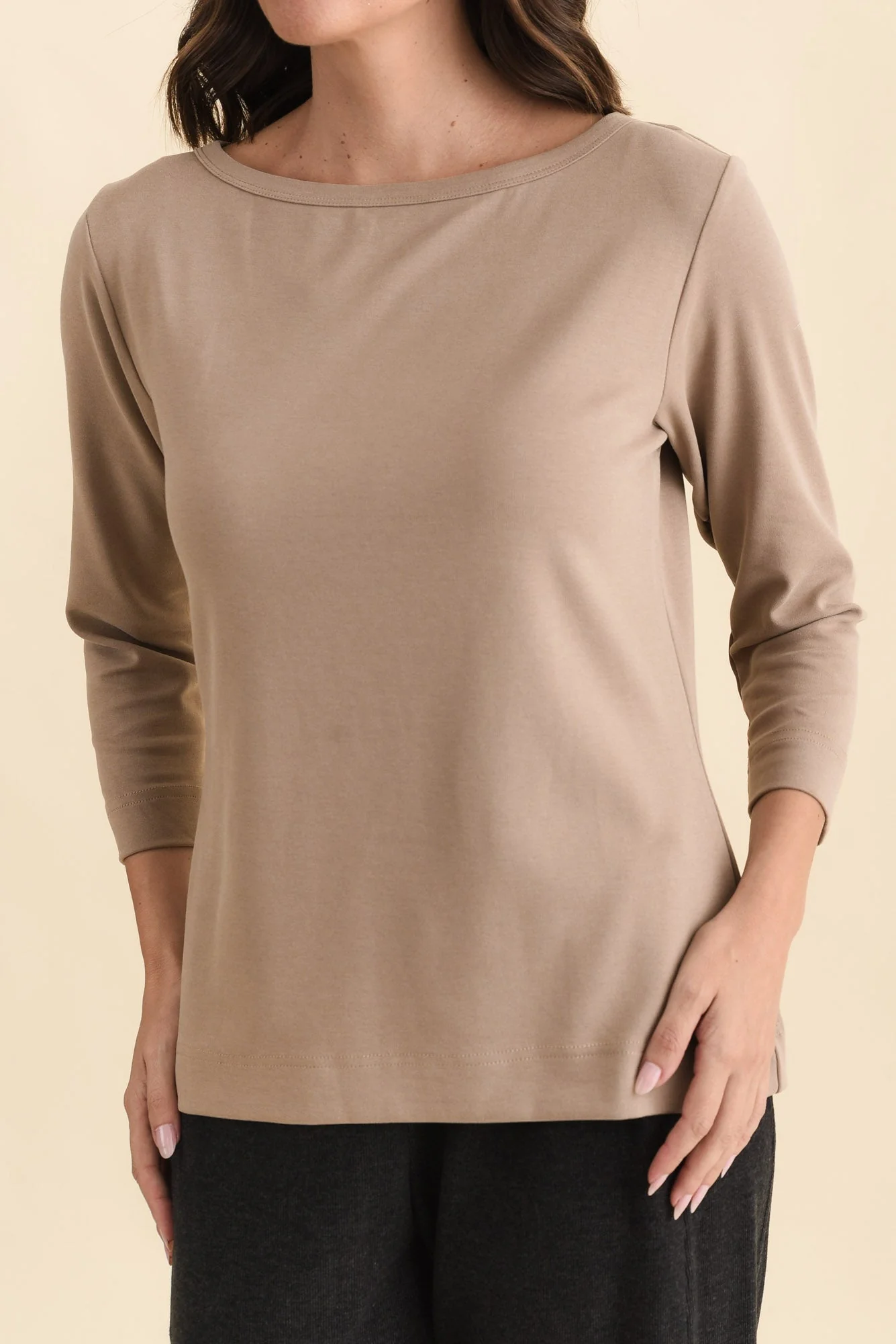 SuedeLuxe Beige 3/4 Sleeve Top - Image 5