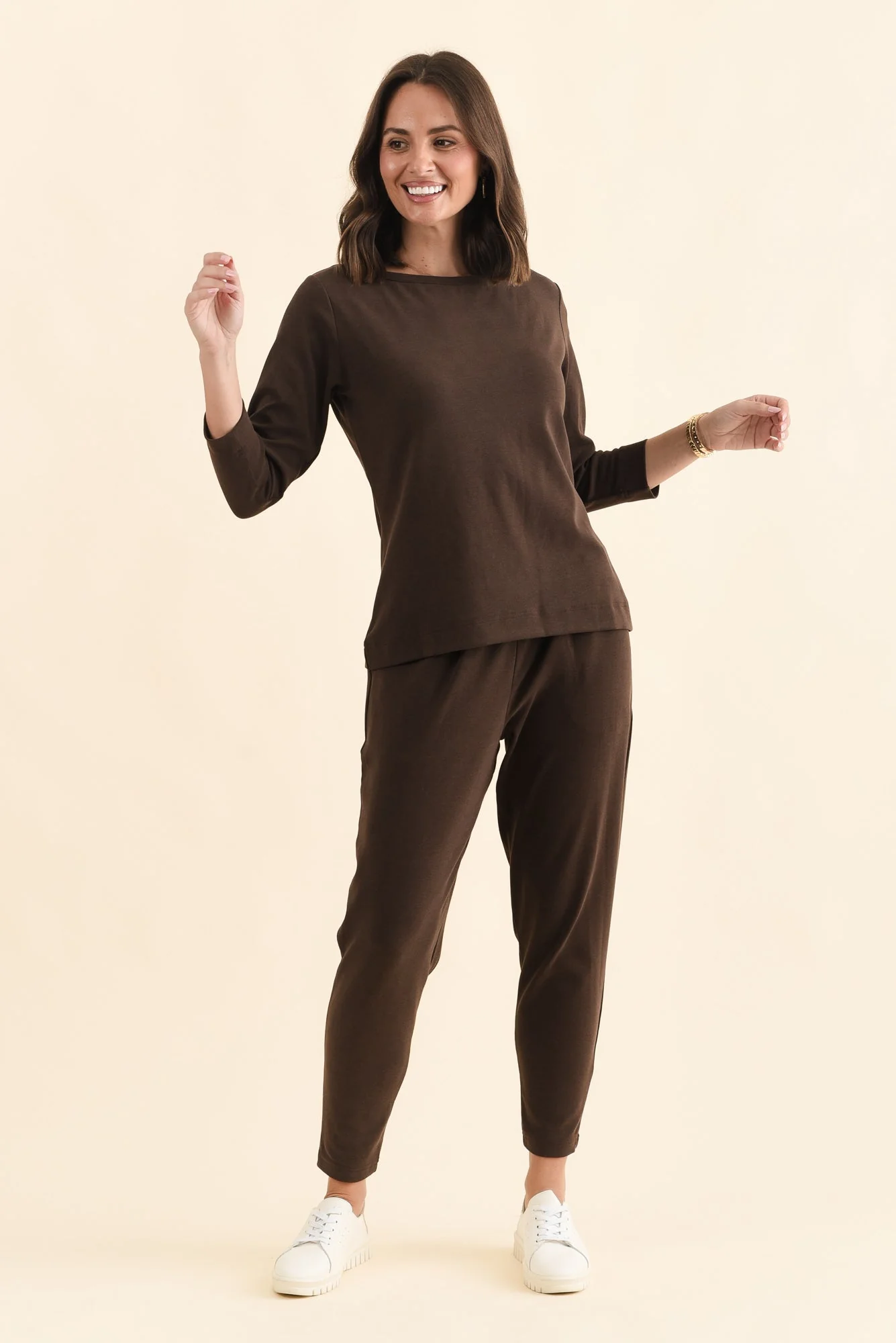 SuedeLuxe Chocolate 3/4 Sleeve Top - Image 6
