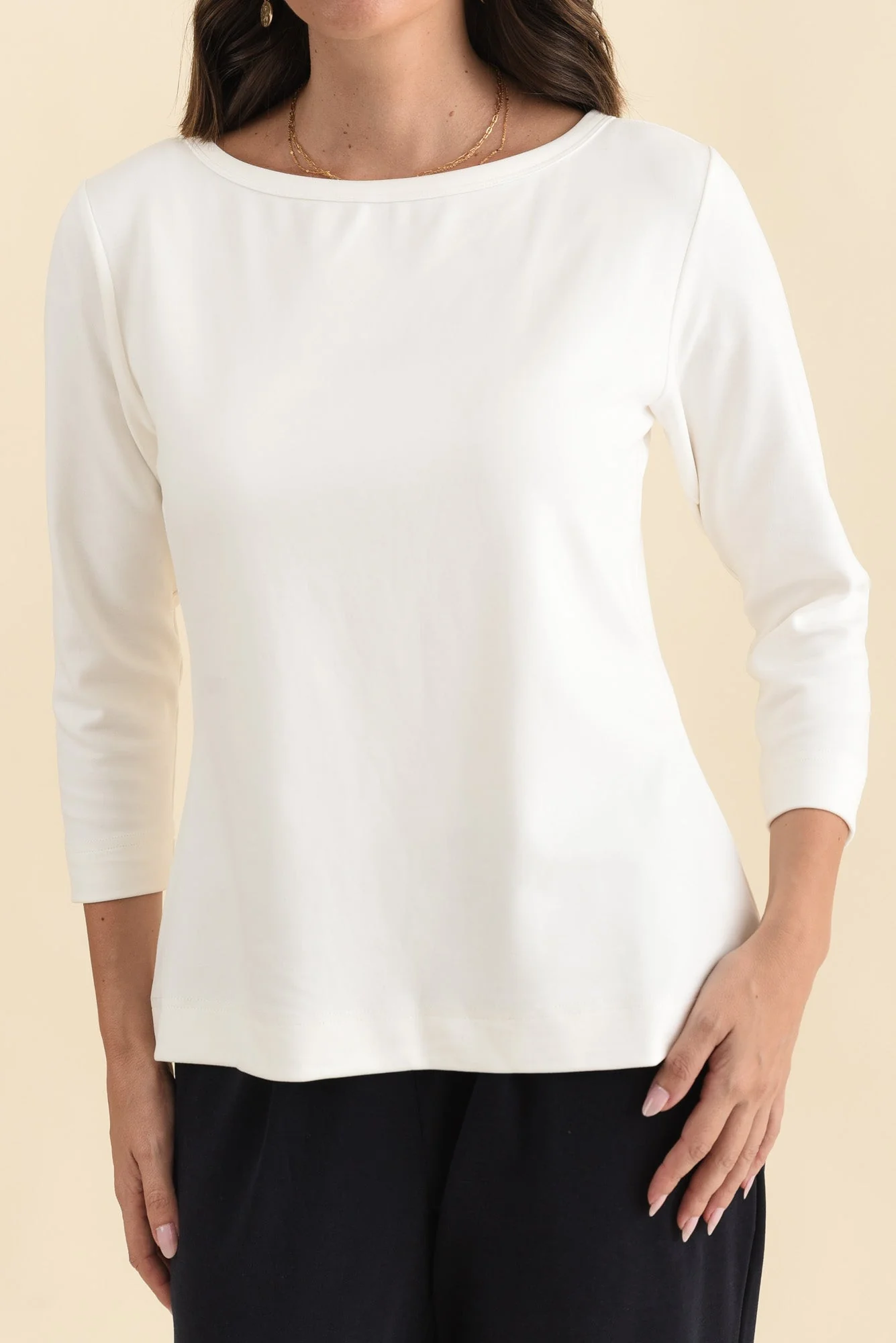 SuedeLuxe White 3/4 Sleeve Top - Image 5