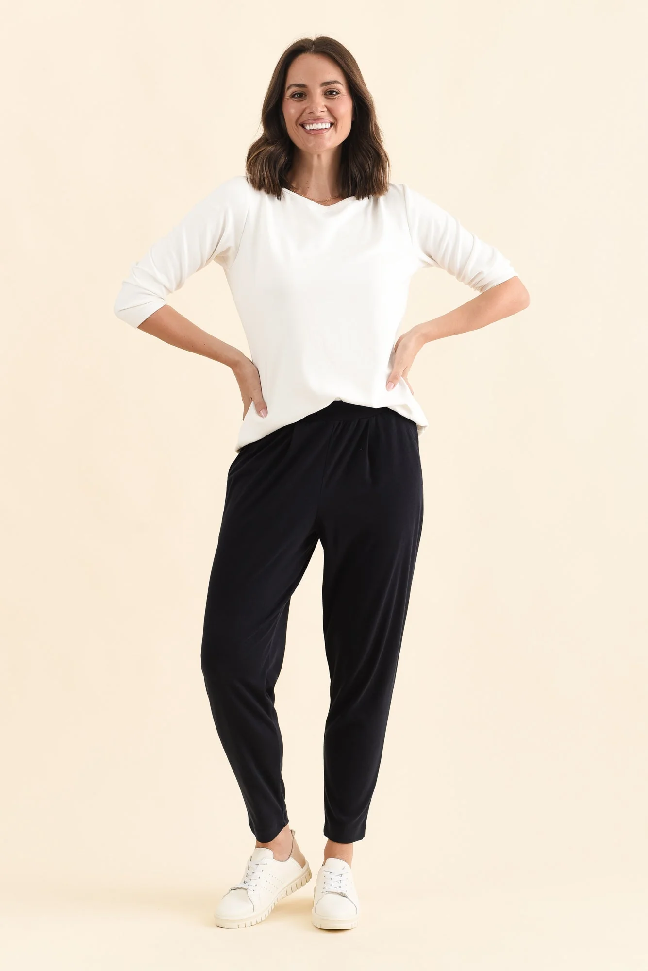 SuedeLuxe White 3/4 Sleeve Top - Image 6