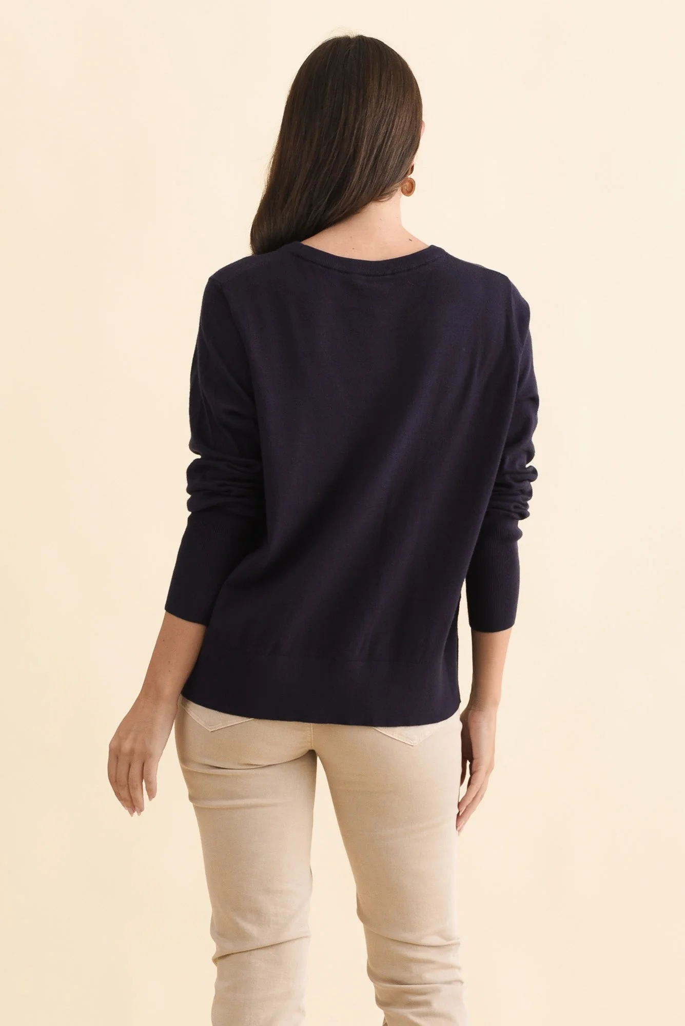 Sunny Navy Long Sleeve Knit Top - Image 5