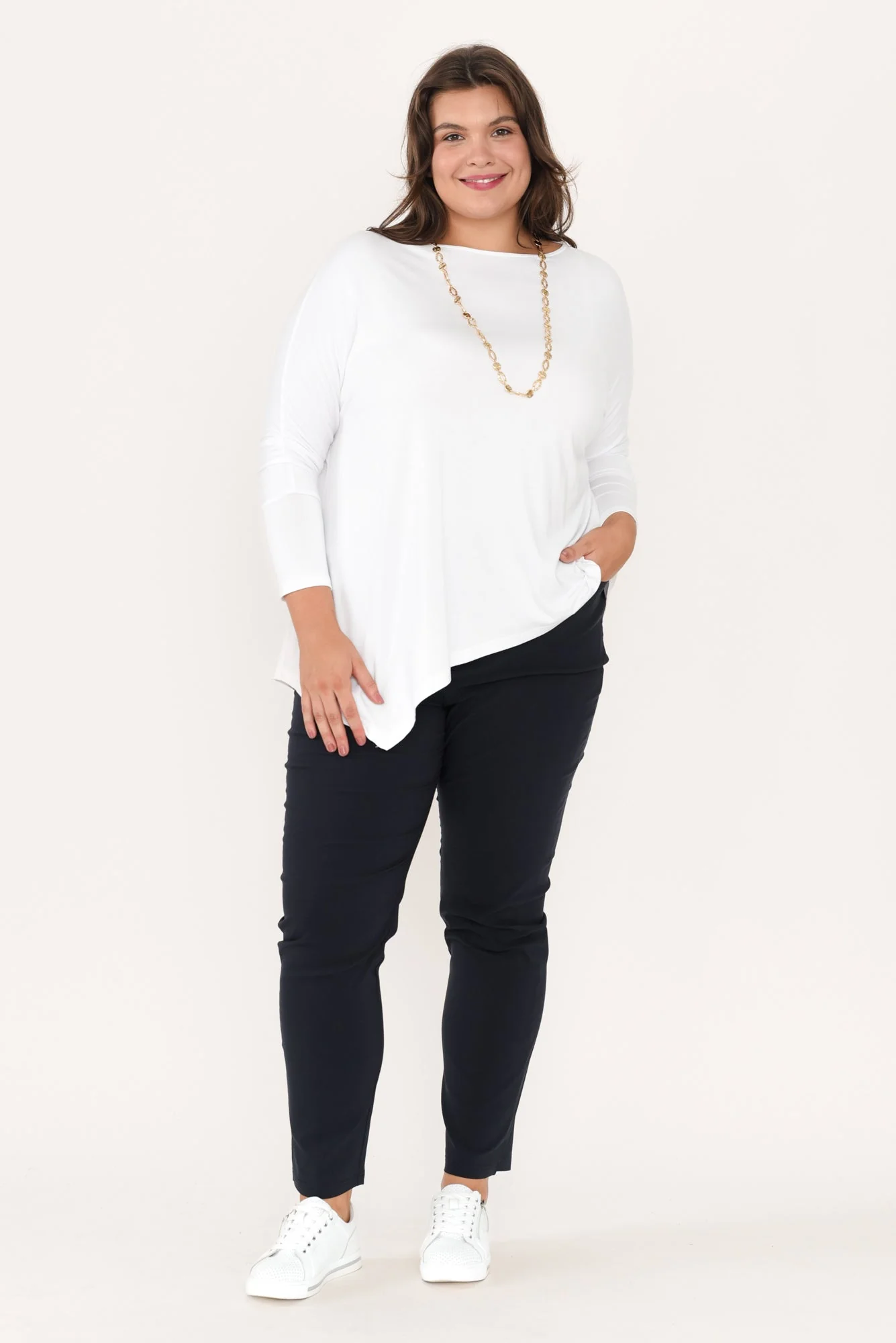 Susie White Asymmetrical Bamboo Top - Image 10