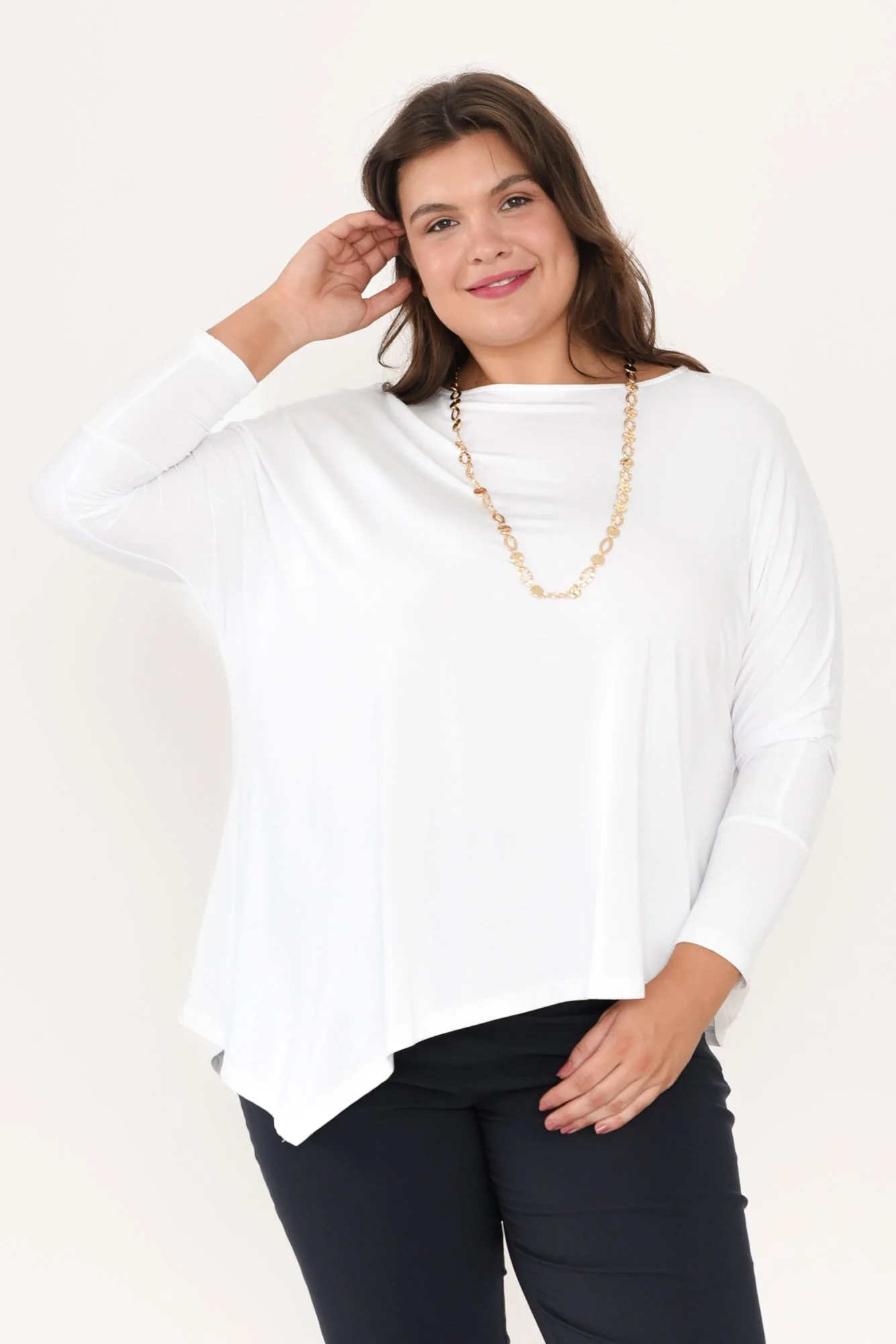 Susie White Asymmetrical Bamboo Top - Image 9