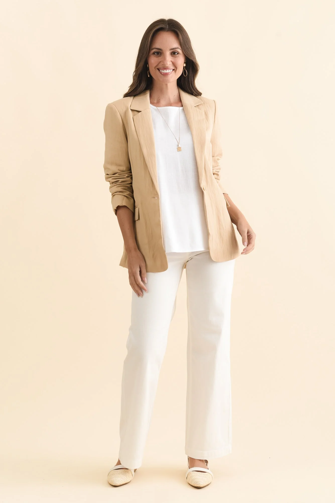 Sutton Beige Collared Blazer - Image 2