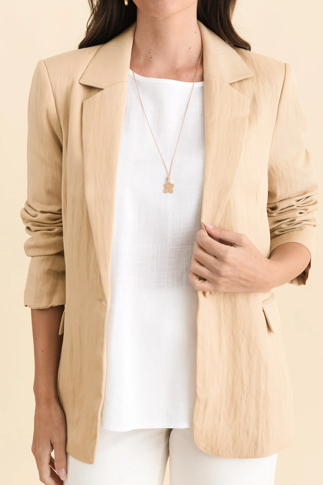 Sutton Beige Collared Blazer - Image 5