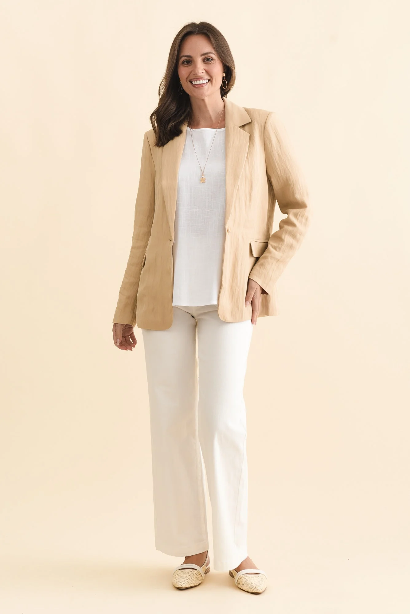 Sutton Beige Collared Blazer - Image 6