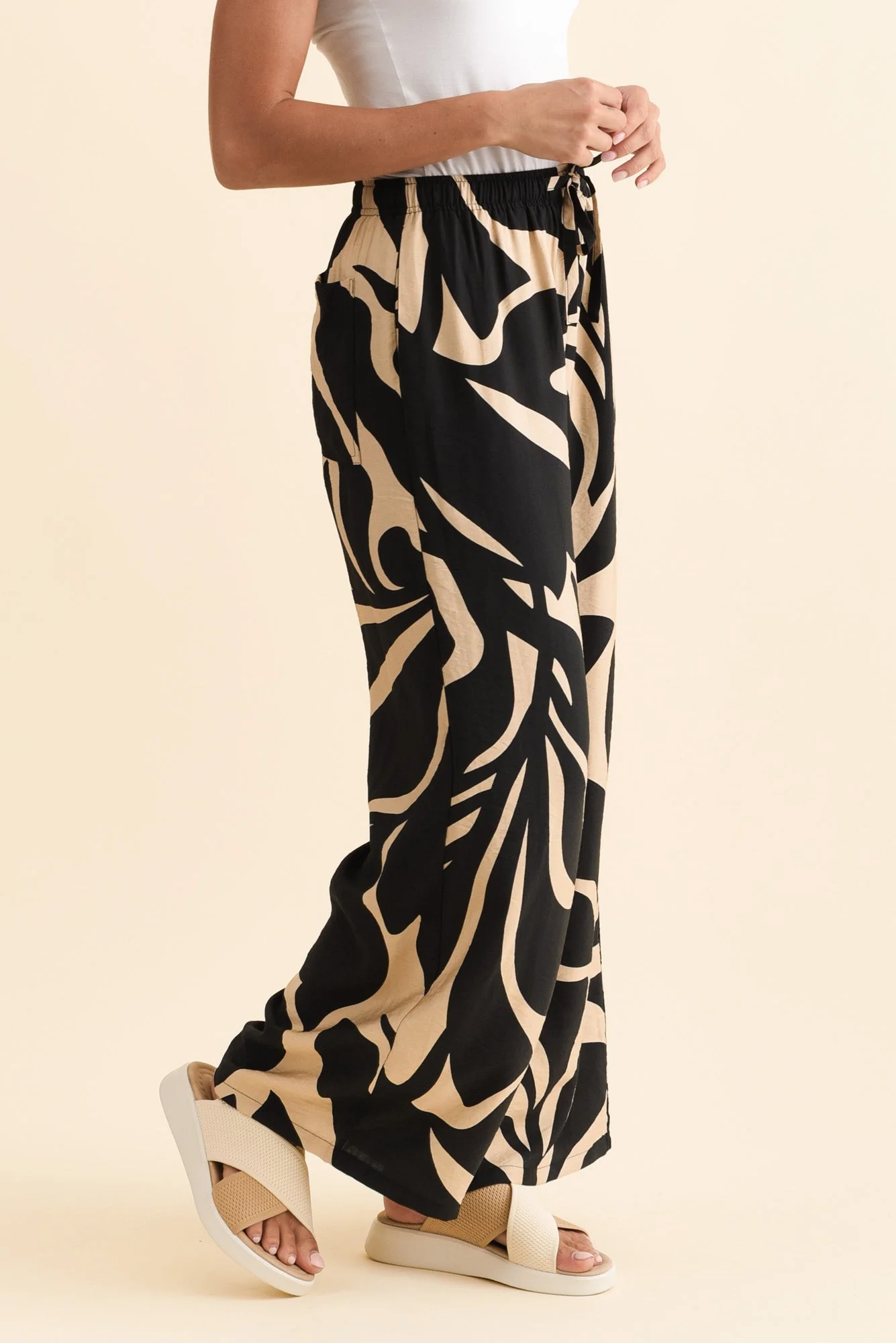 Sutton Black Abstract Relaxed Pants - Image 3