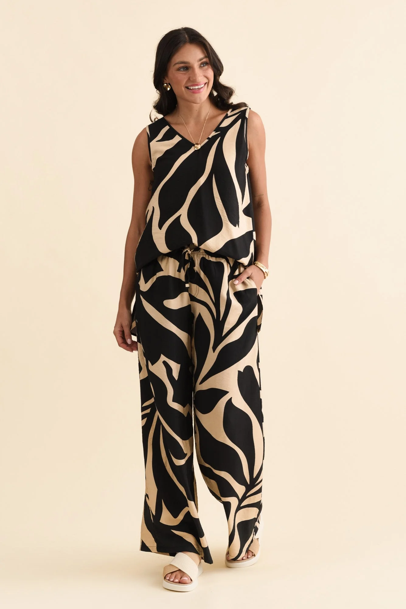 Sutton Black Abstract Relaxed Pants - Image 6