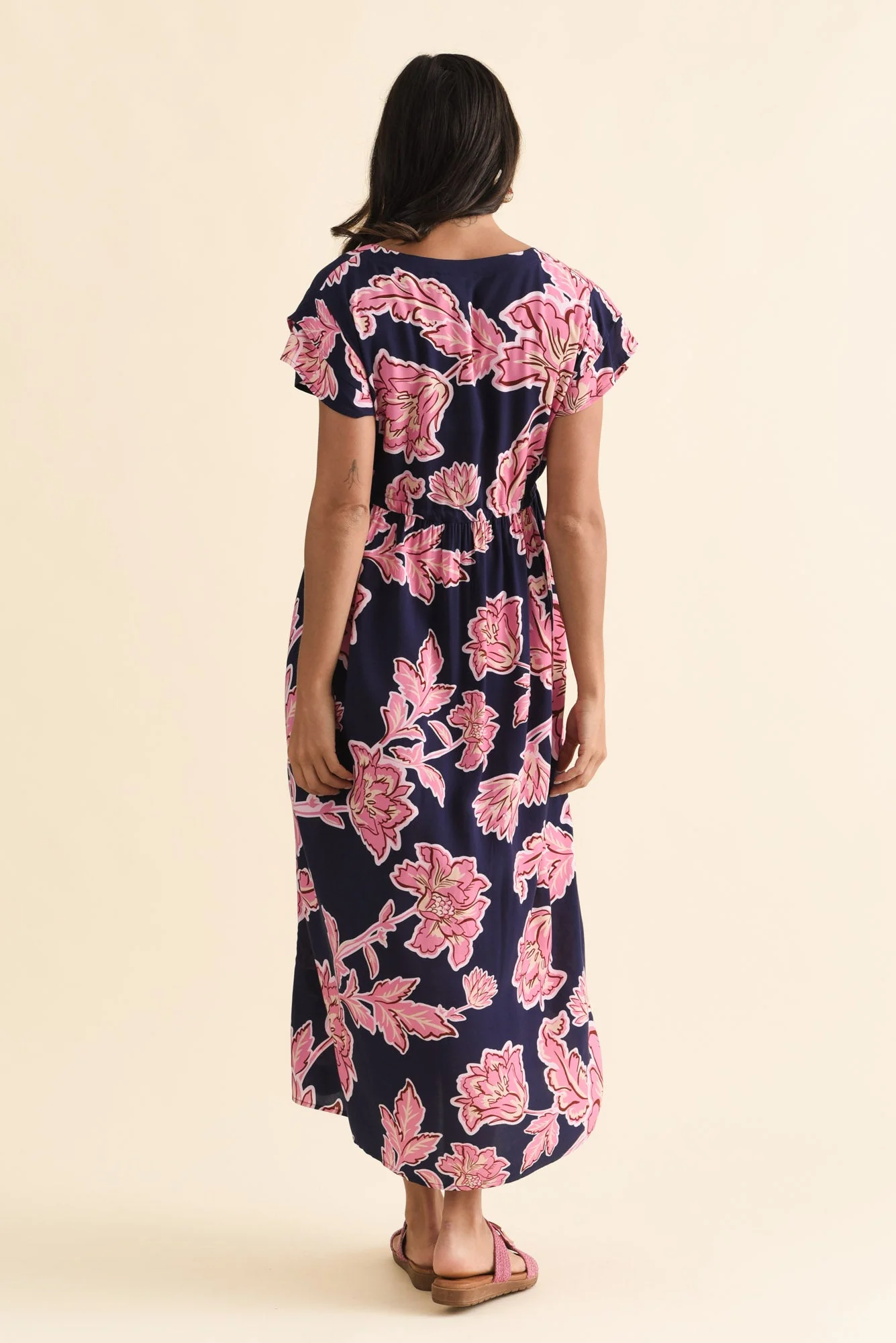 Suzette Navy Flower Midi Dress - Image 5