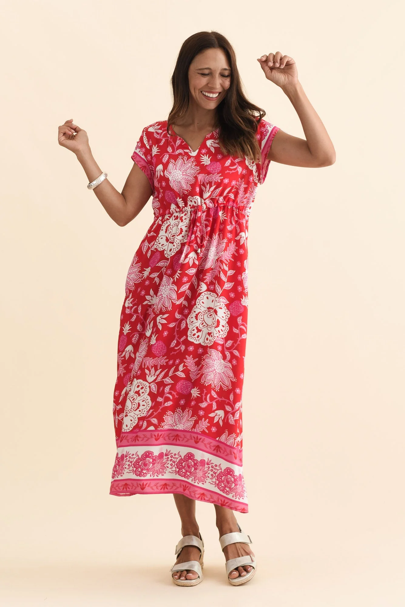 Suzette Red Foliage Midi Dress - Image 2