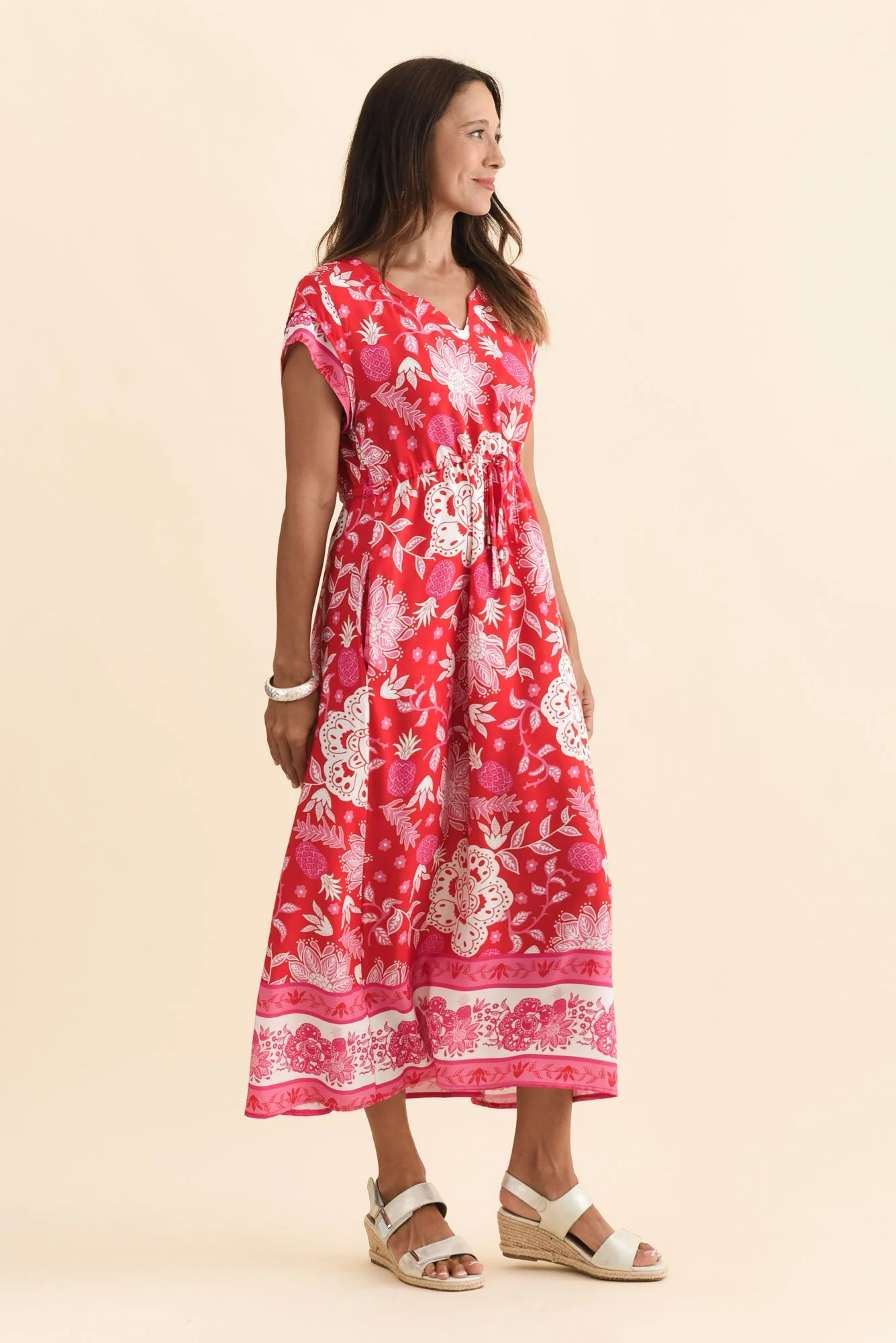 Suzette Red Foliage Midi Dress - Image 3