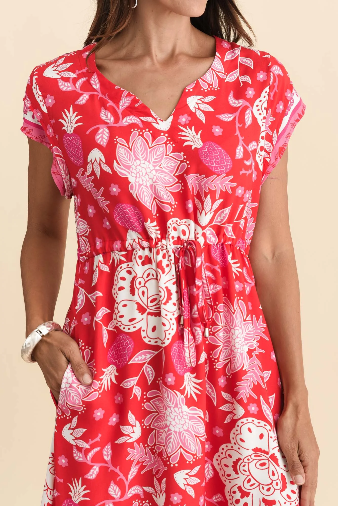 Suzette Red Foliage Midi Dress - Image 5
