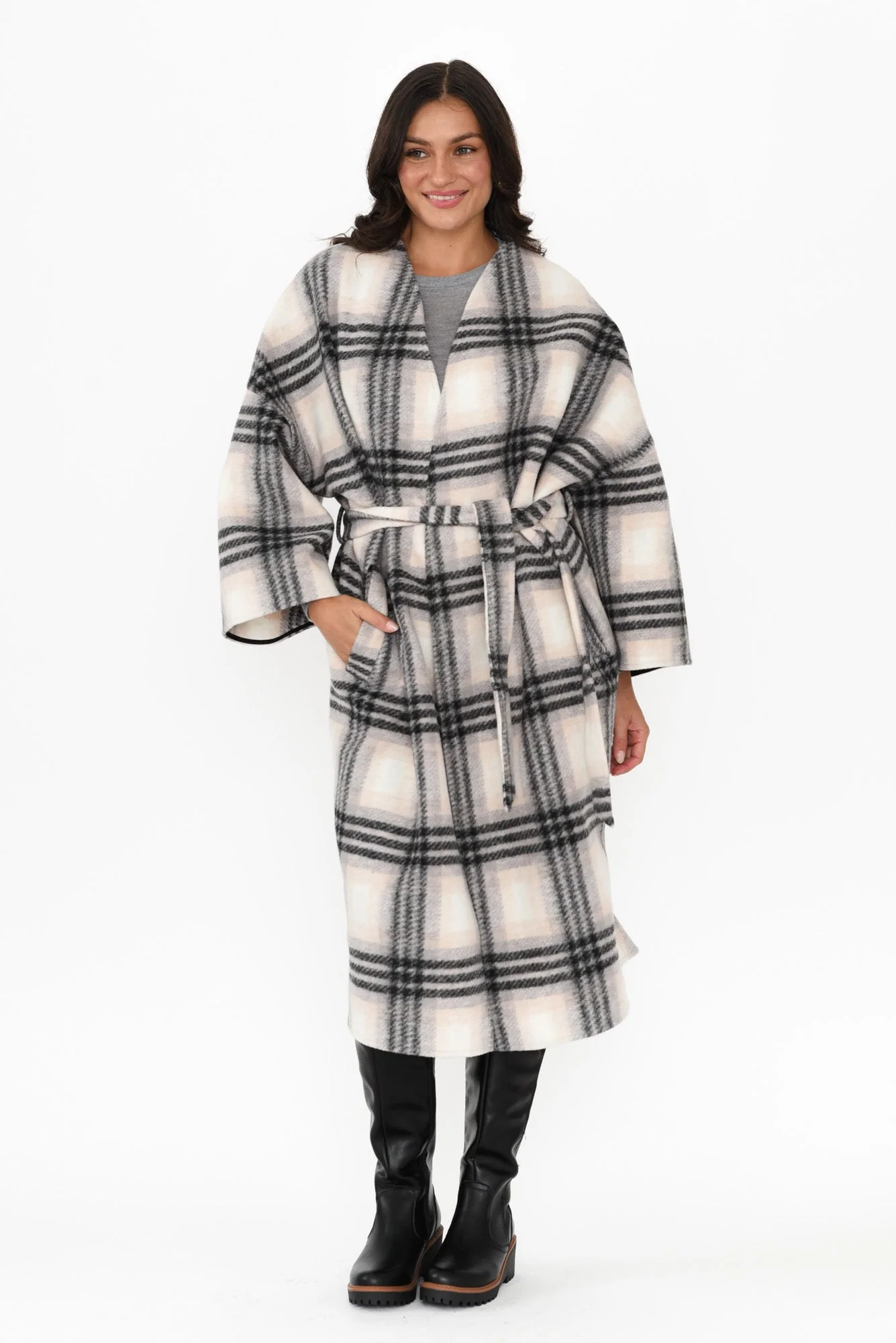 Sway Black Check Tie Coat - Image 3