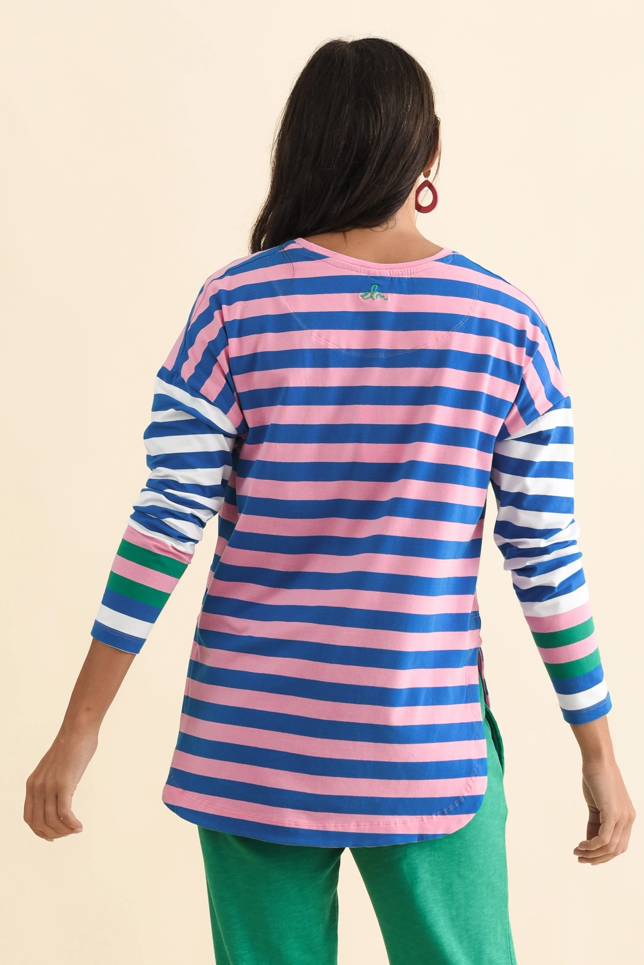 Taffy Blue Stripe Cotton Long Sleeve Tee - Image 5
