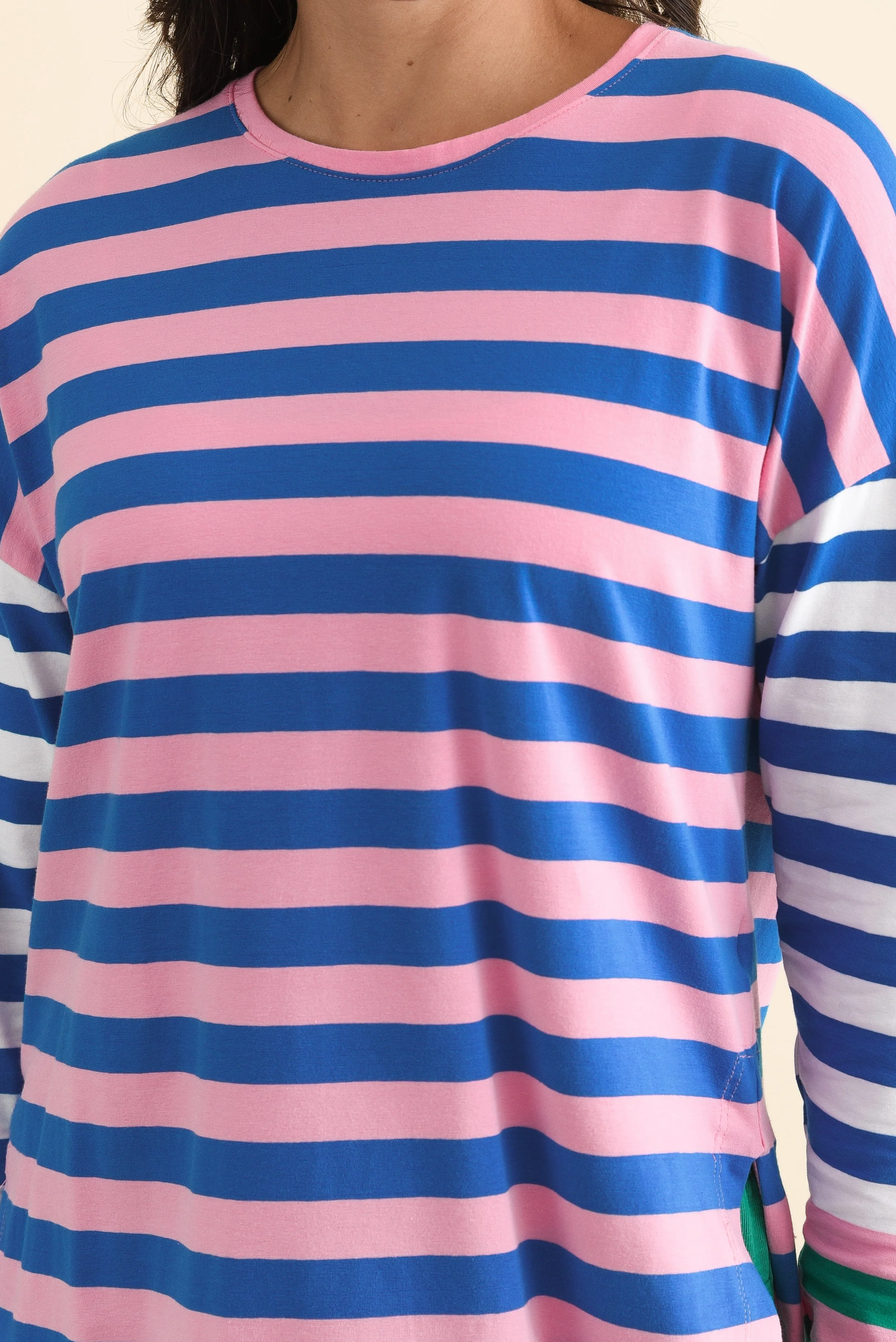 Taffy Blue Stripe Cotton Long Sleeve Tee - Image 6