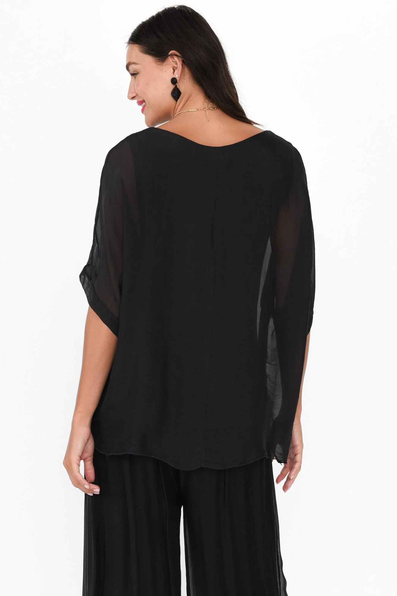Talia Black Silk Layer Top - Image 5
