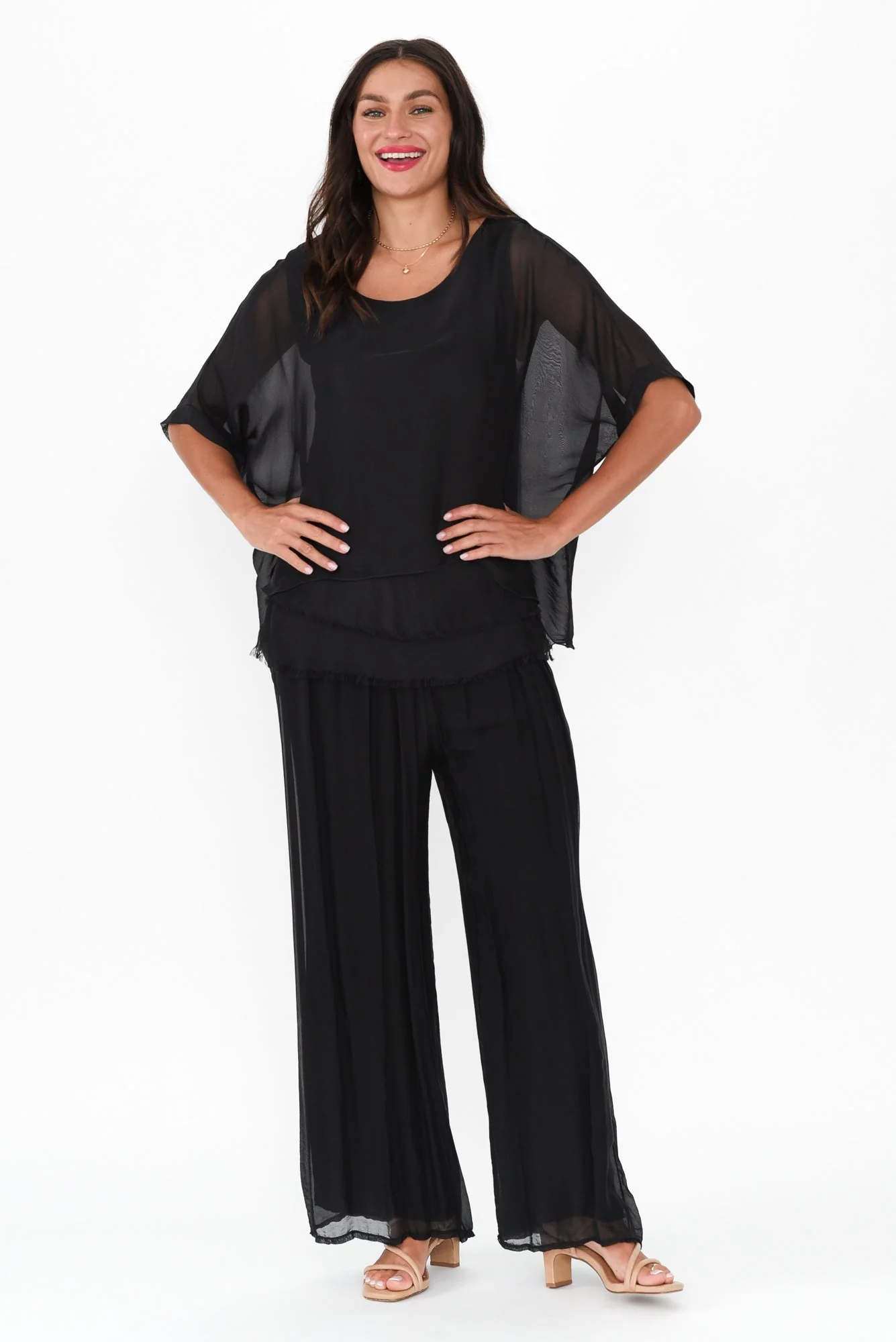 Talia Black Silk Layer Top - Image 7