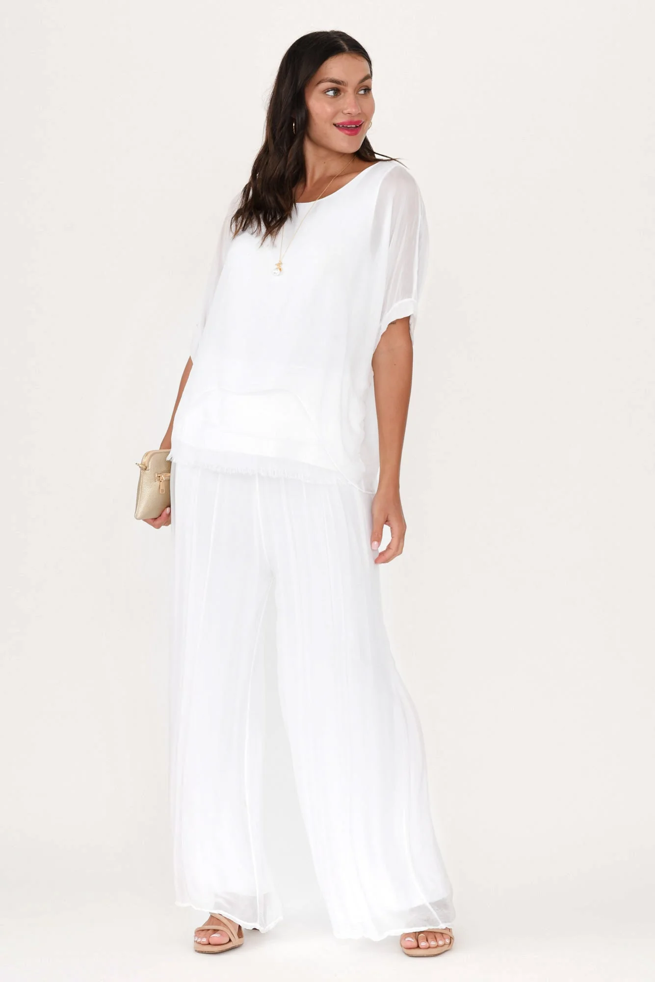 Talia White Silk Layer Top - Image 4