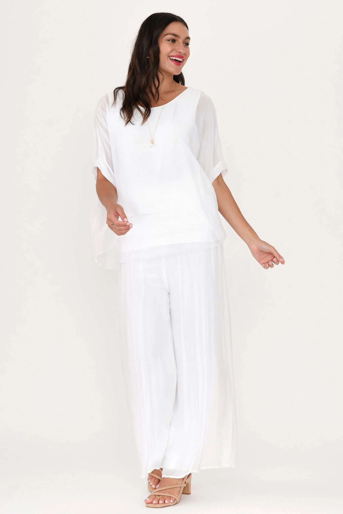 Talia White Silk Layer Top - Image 5