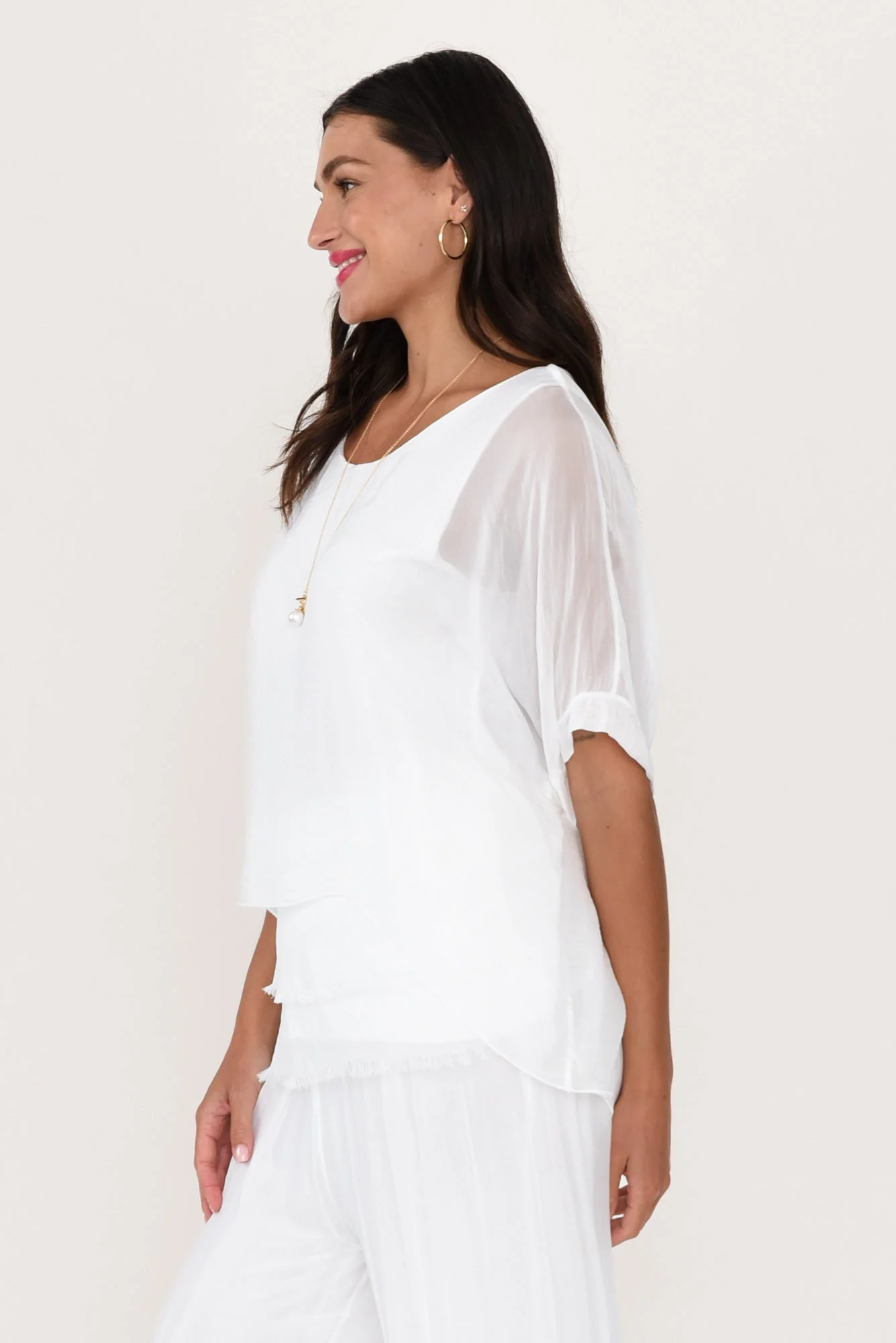 Talia White Silk Layer Top - Image 6