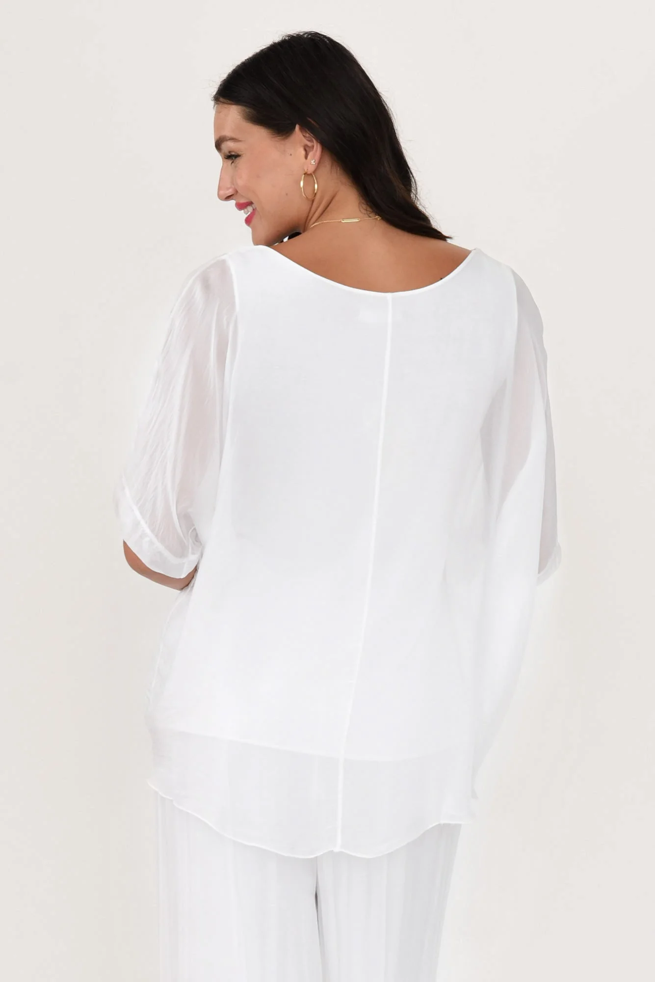 Talia White Silk Layer Top - Image 7