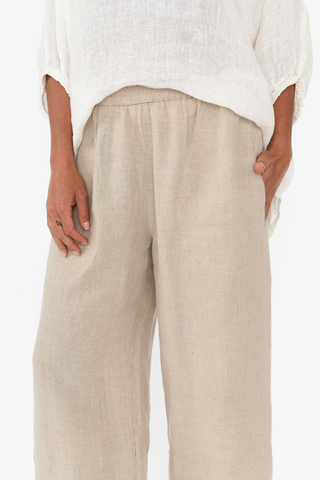 Tami Natural Linen Pocket Pants - Image 5