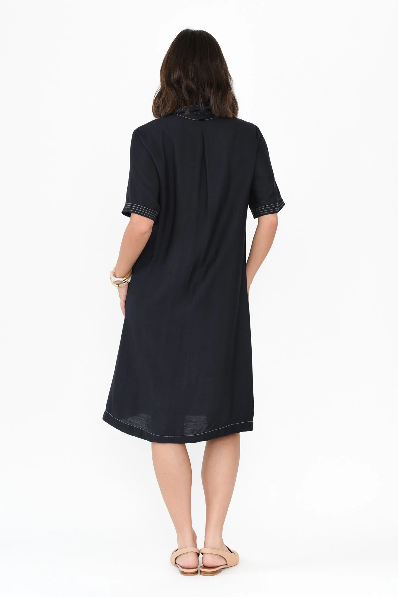 Tatiana Navy Contrast Collared Dress - Image 4