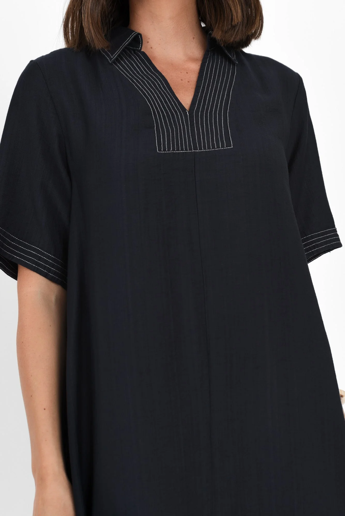 Tatiana Navy Contrast Collared Dress - Image 5