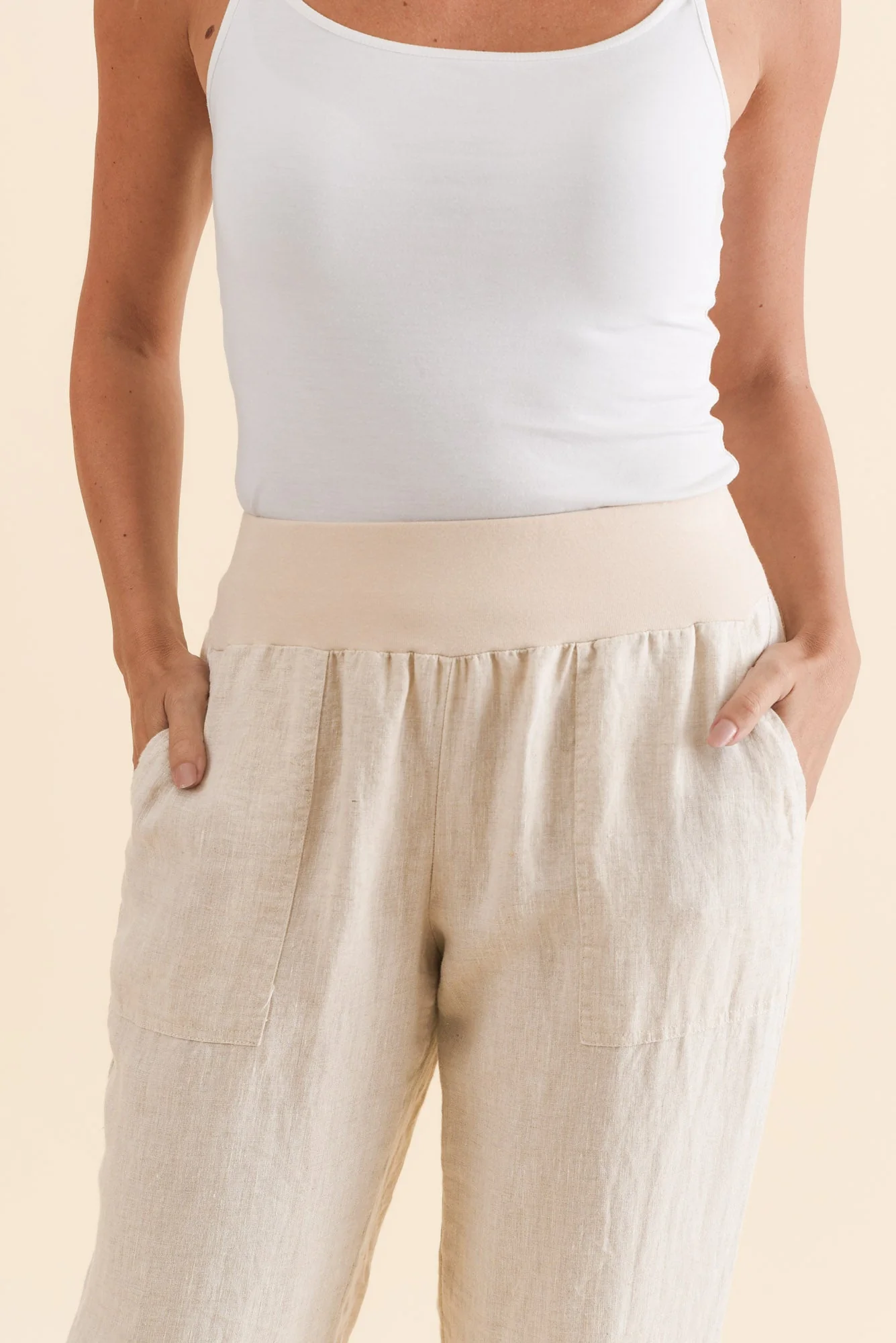 Tatum Beige Linen Pants - Image 6