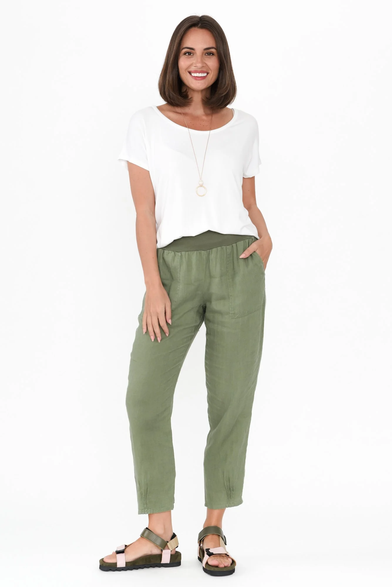 Tatum Khaki Linen Pants - Image 3
