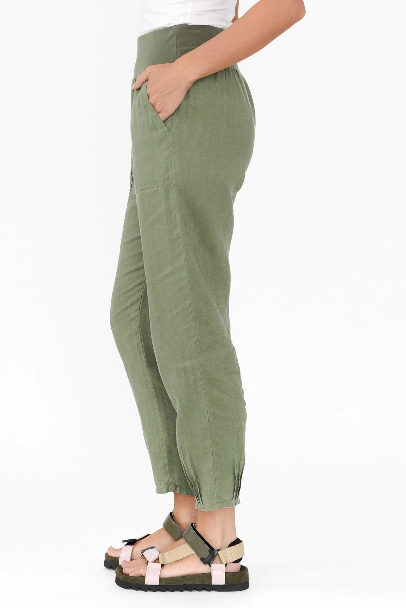 Tatum Khaki Linen Pants - Image 5