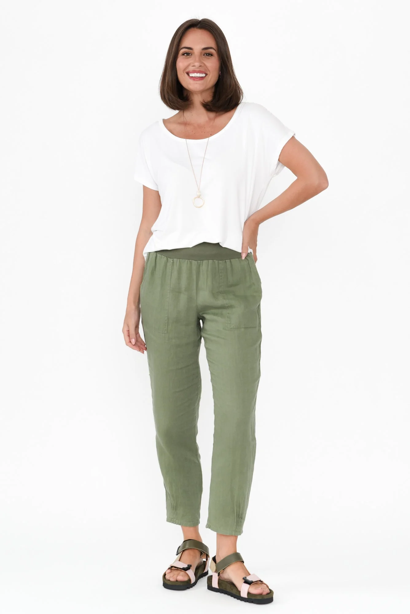 Tatum Khaki Linen Pants - Image 7