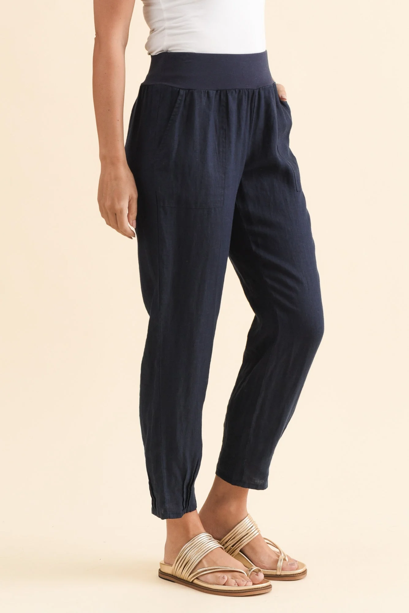 Tatum Navy Linen Pants - Image 3