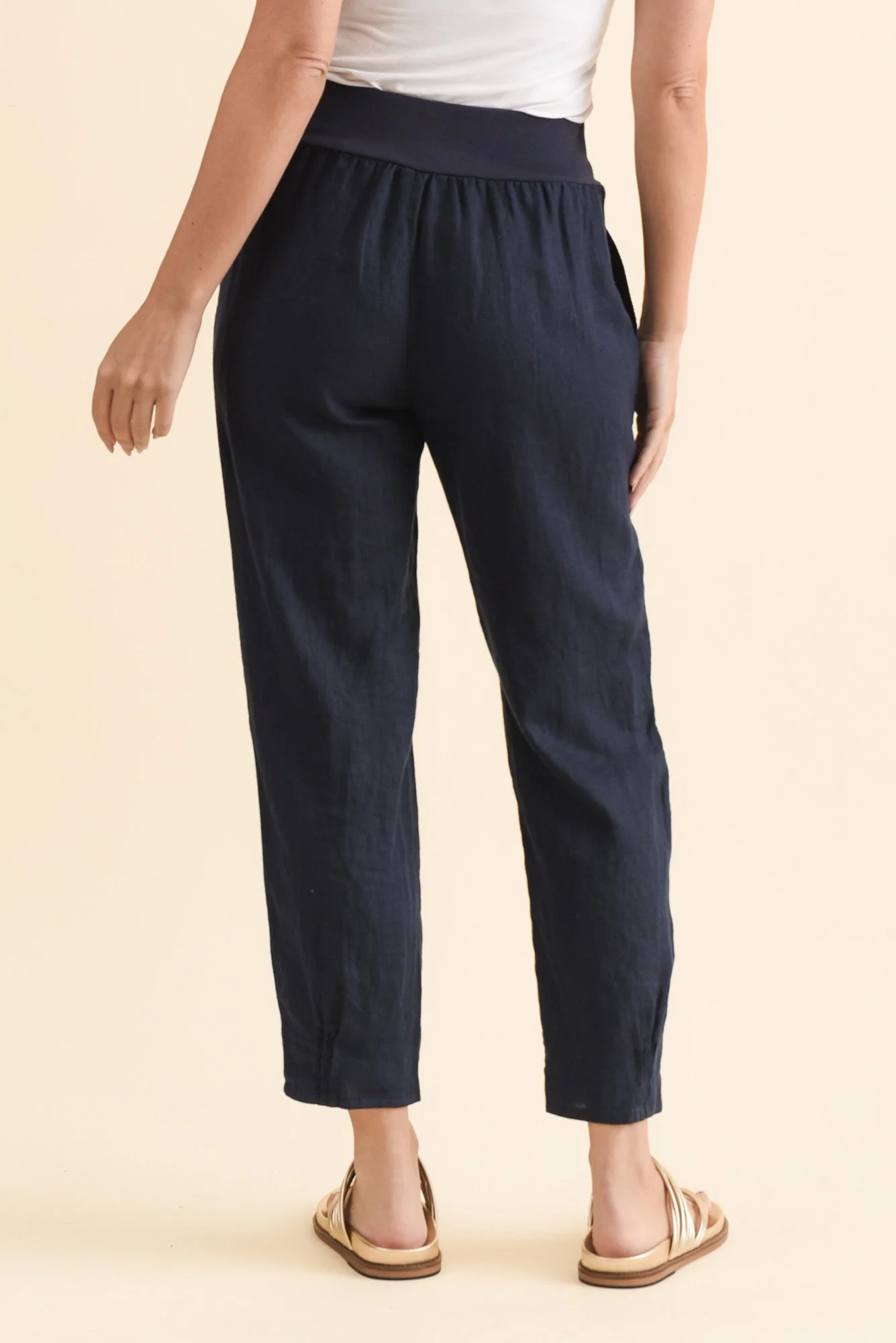Tatum Navy Linen Pants - Image 4