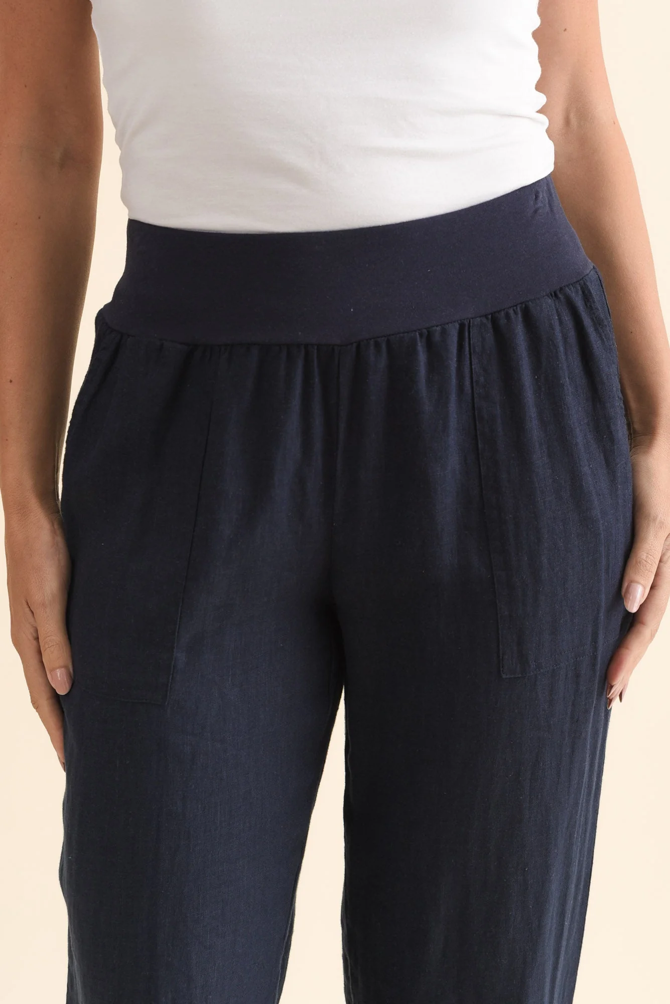 Tatum Navy Linen Pants - Image 5