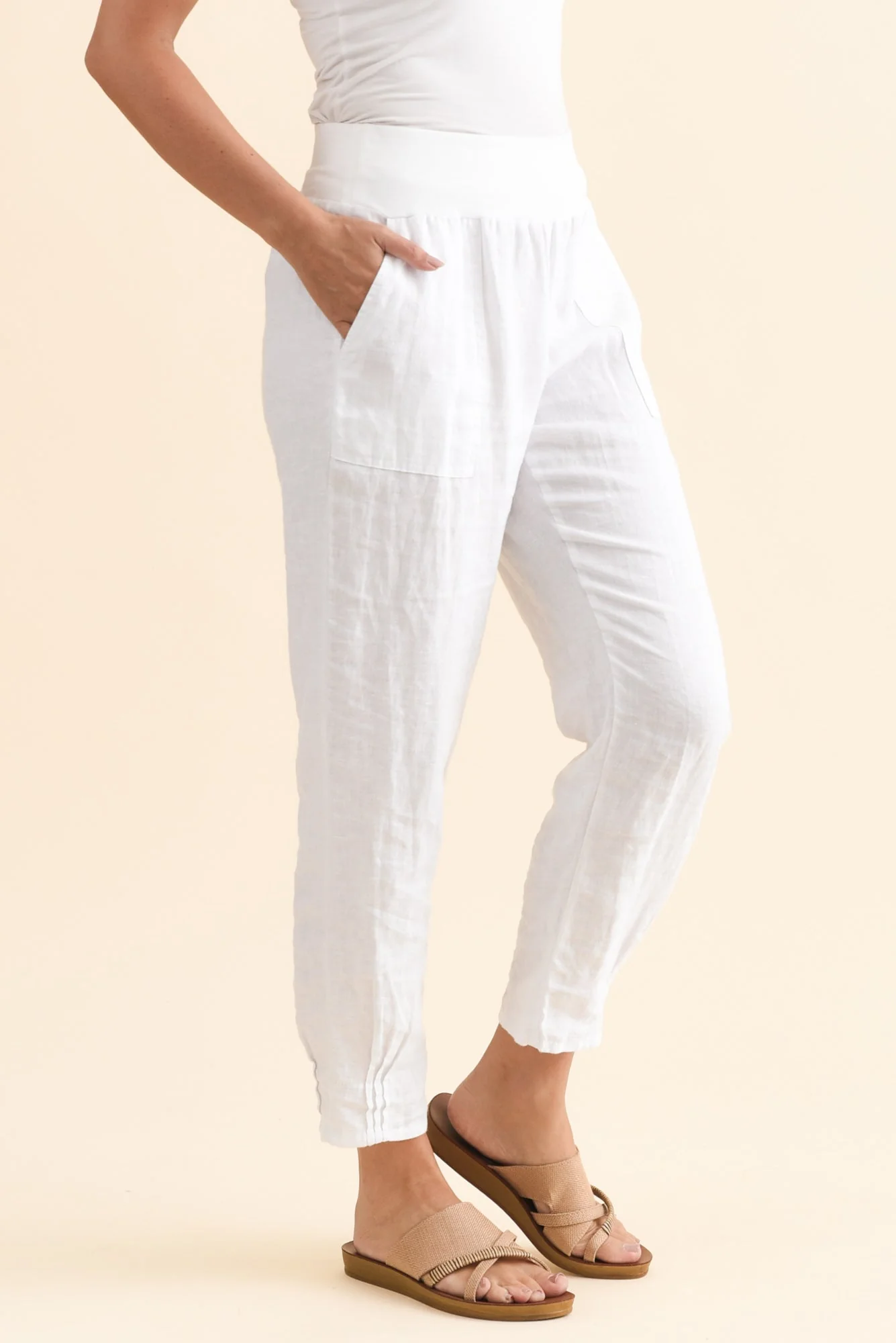 Tatum White Linen Pants - Image 4