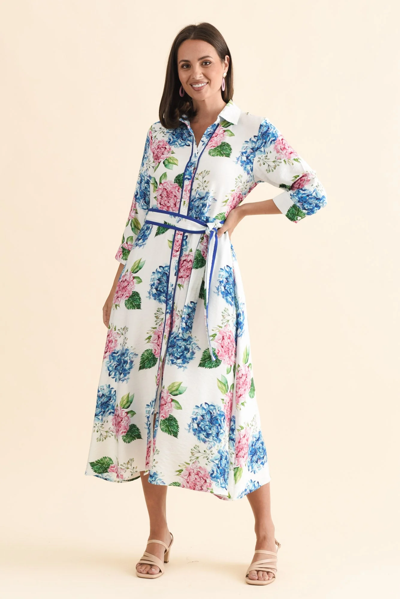 Taylah White Flower Linen Cotton Dress - Image 2