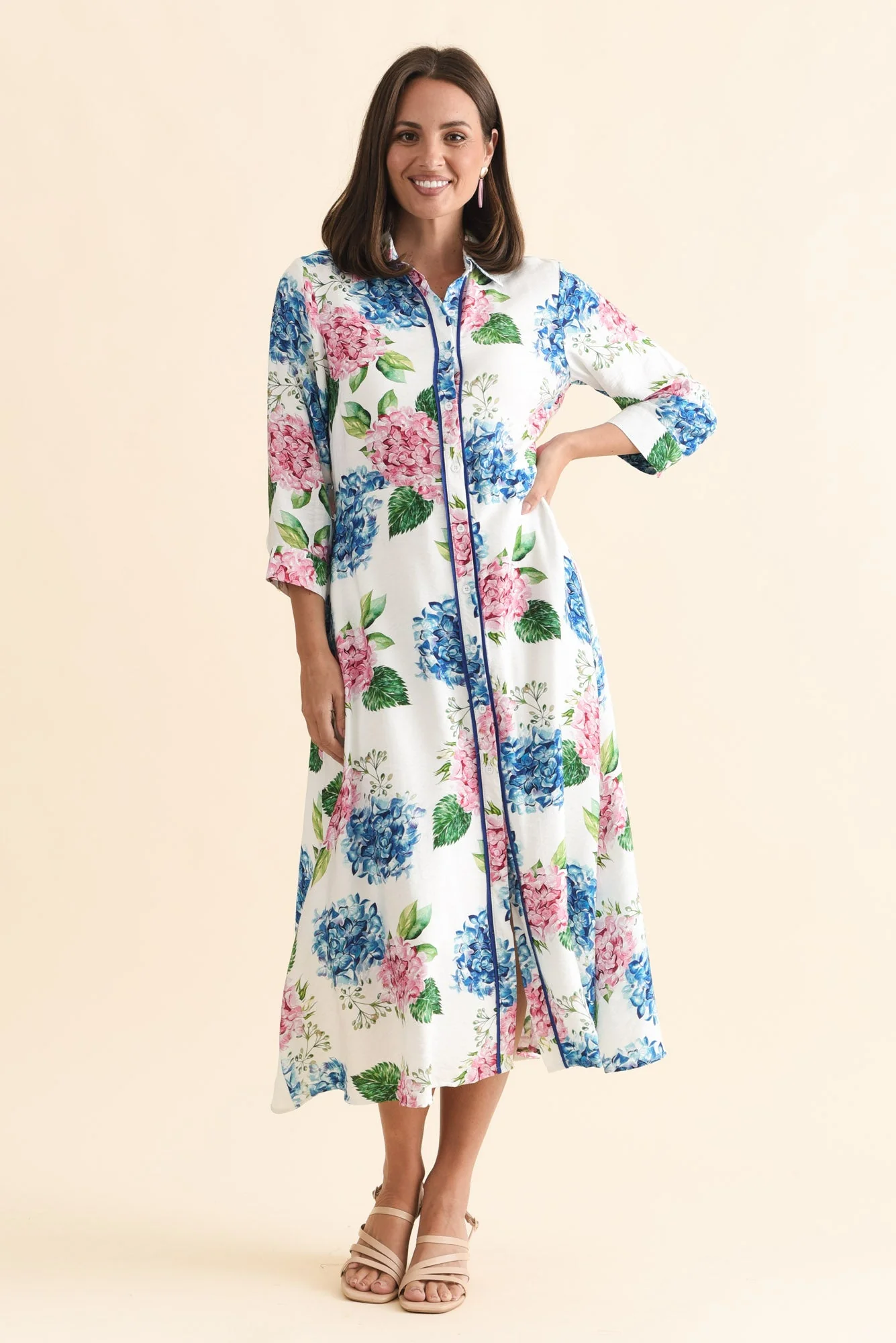 Taylah White Flower Linen Cotton Dress - Image 6