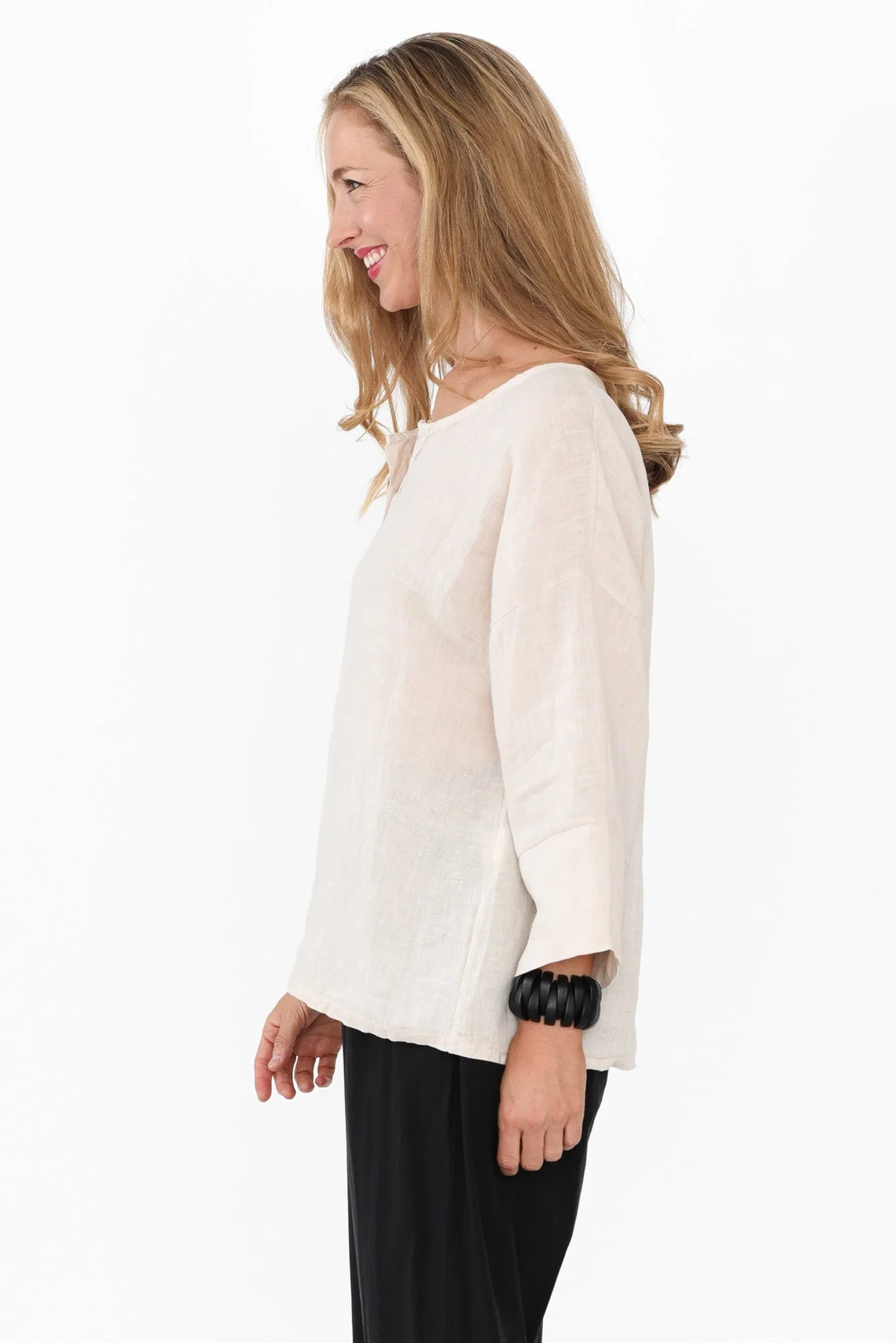 Tayte Natural Linen Button Top - Image 3