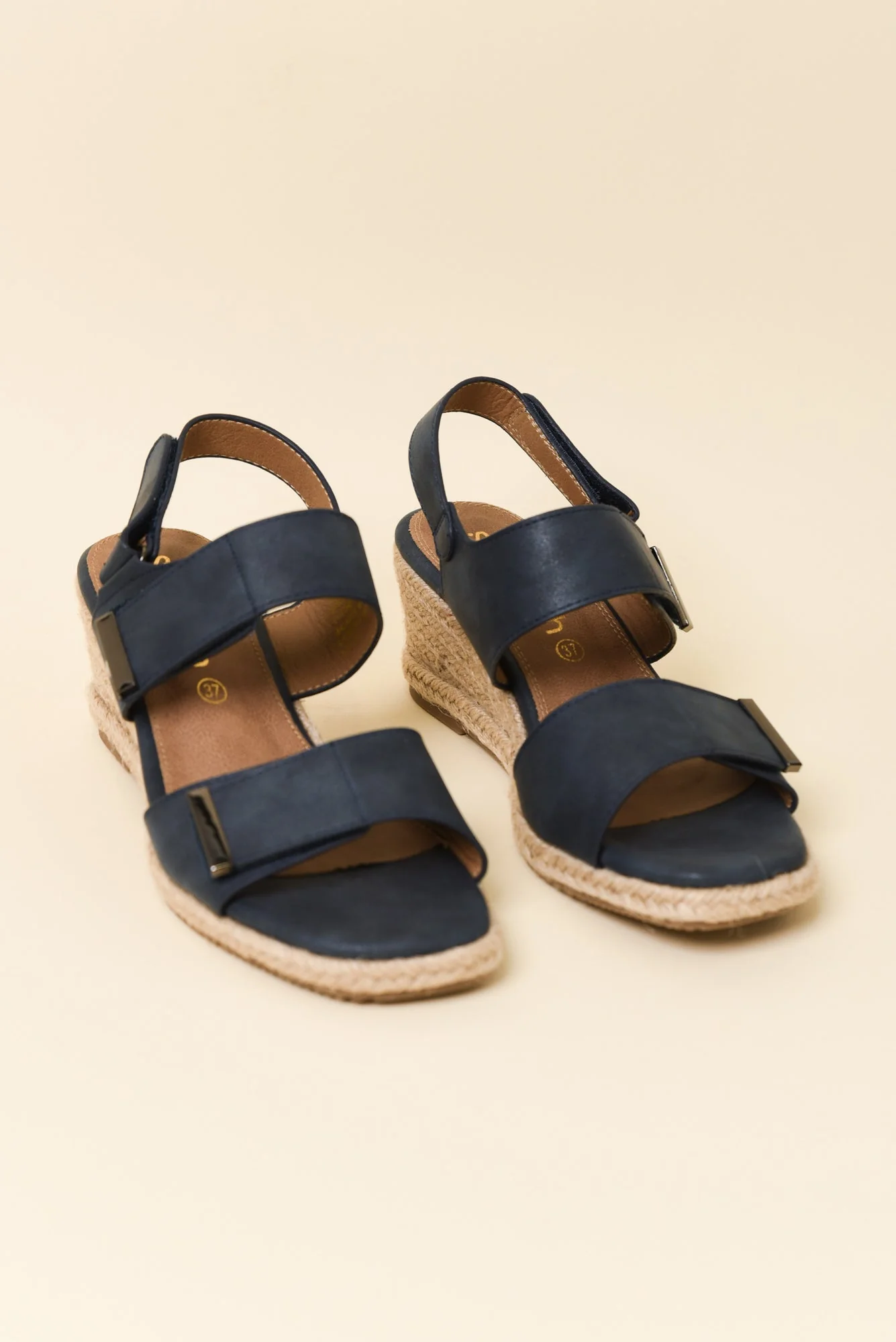 Teach Navy Espadrille Velcro Wedge - Image 2