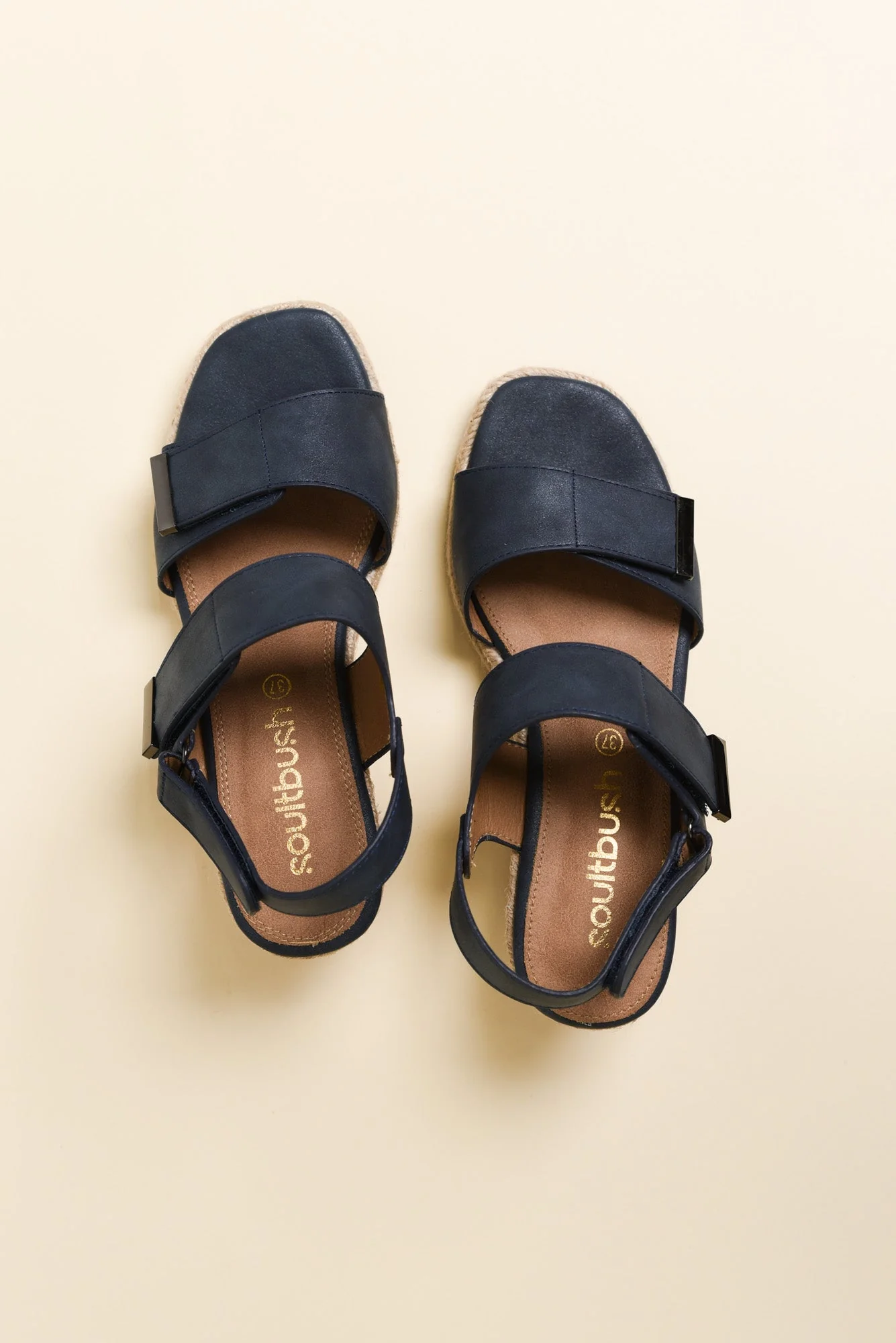 Teach Navy Espadrille Velcro Wedge - Image 4