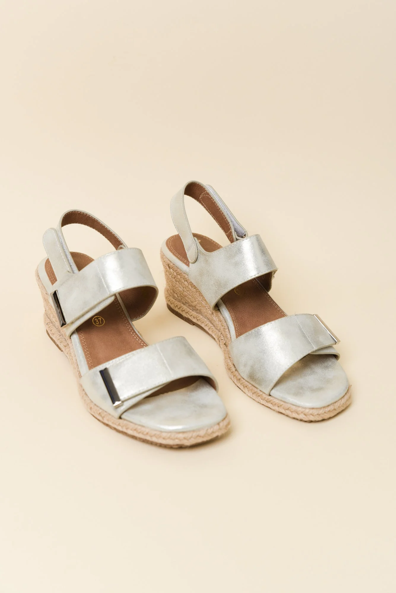 Teach Silver Espadrille Velcro Wedge - Image 2