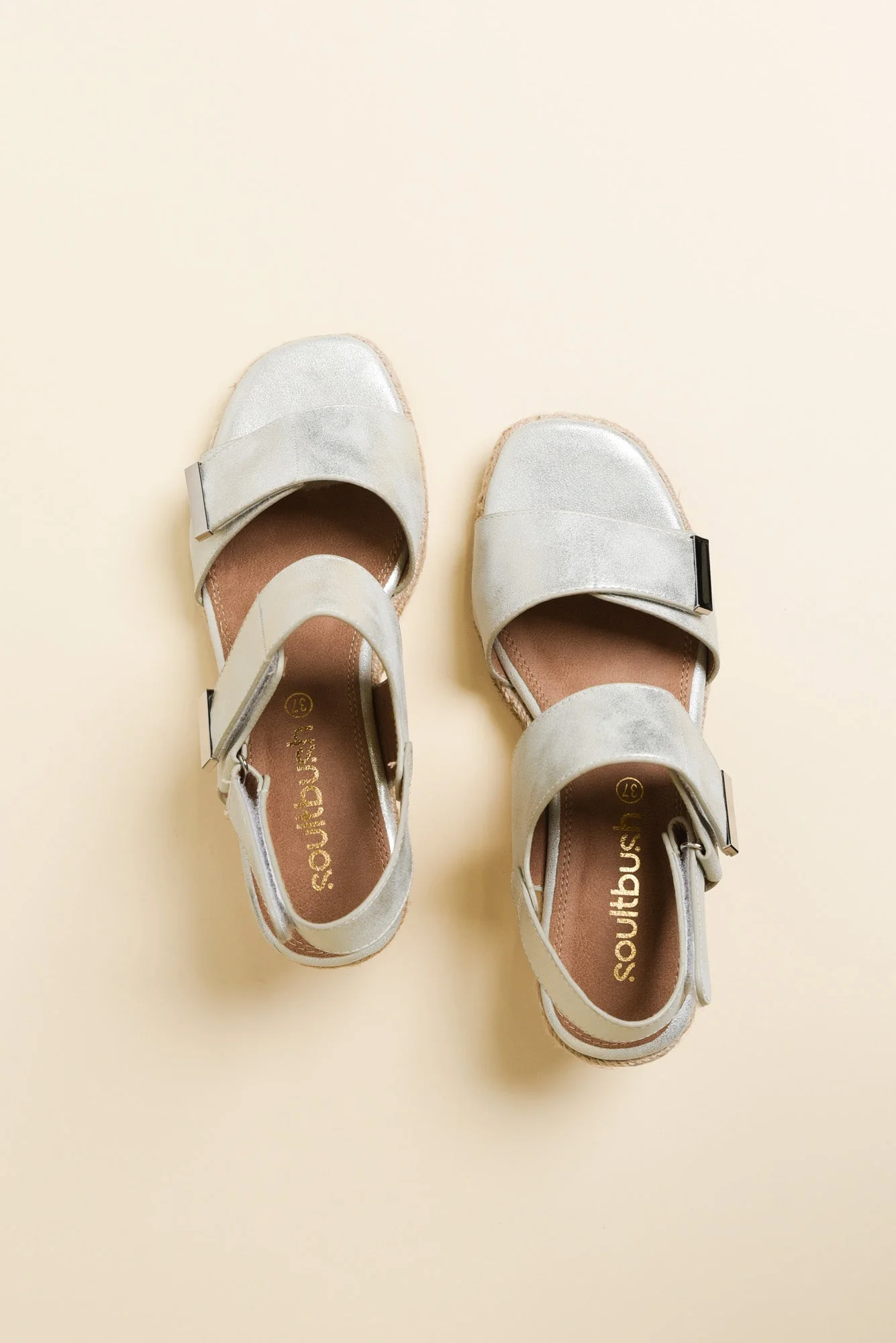 Teach Silver Espadrille Velcro Wedge - Image 4