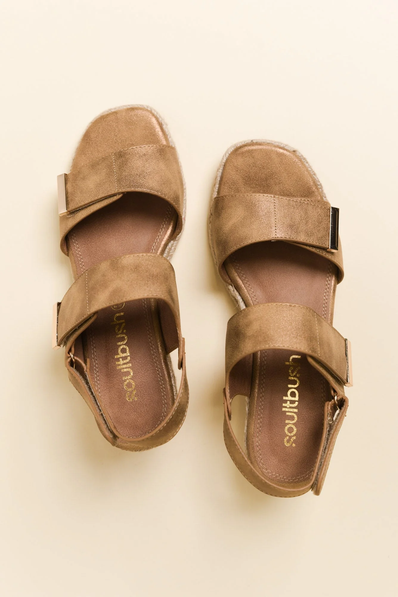 Teach Tan Espadrille Velcro Wedge - Image 5
