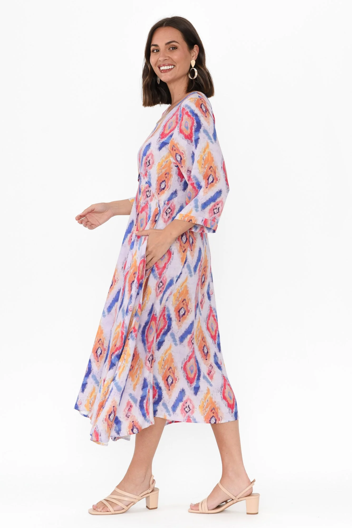 Teddy Blue Geo Sleeved Dress - Image 3