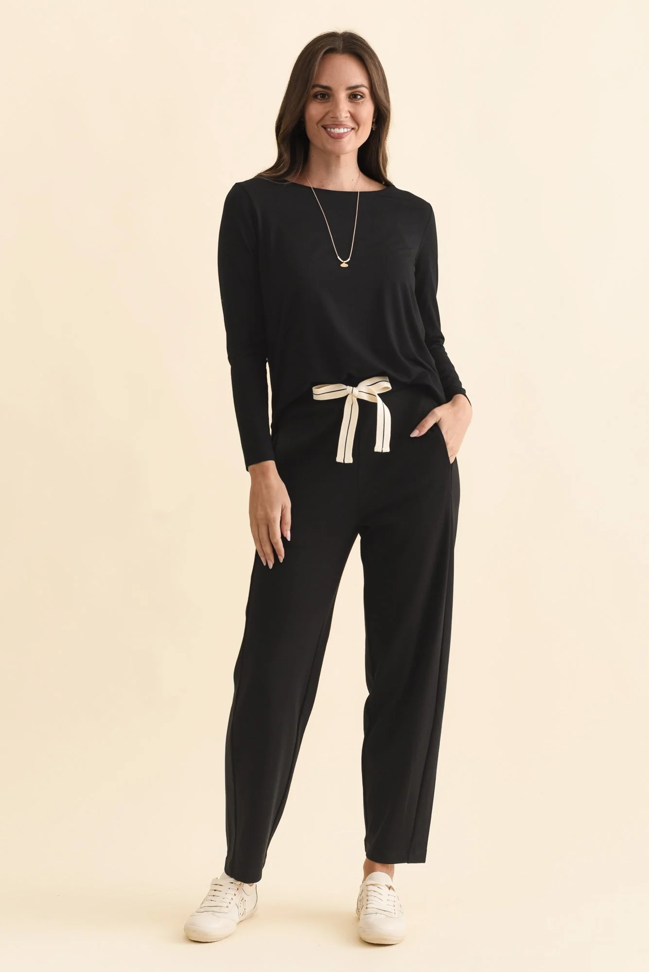 Tenille Black Cotton Barrel Pants - Image 6