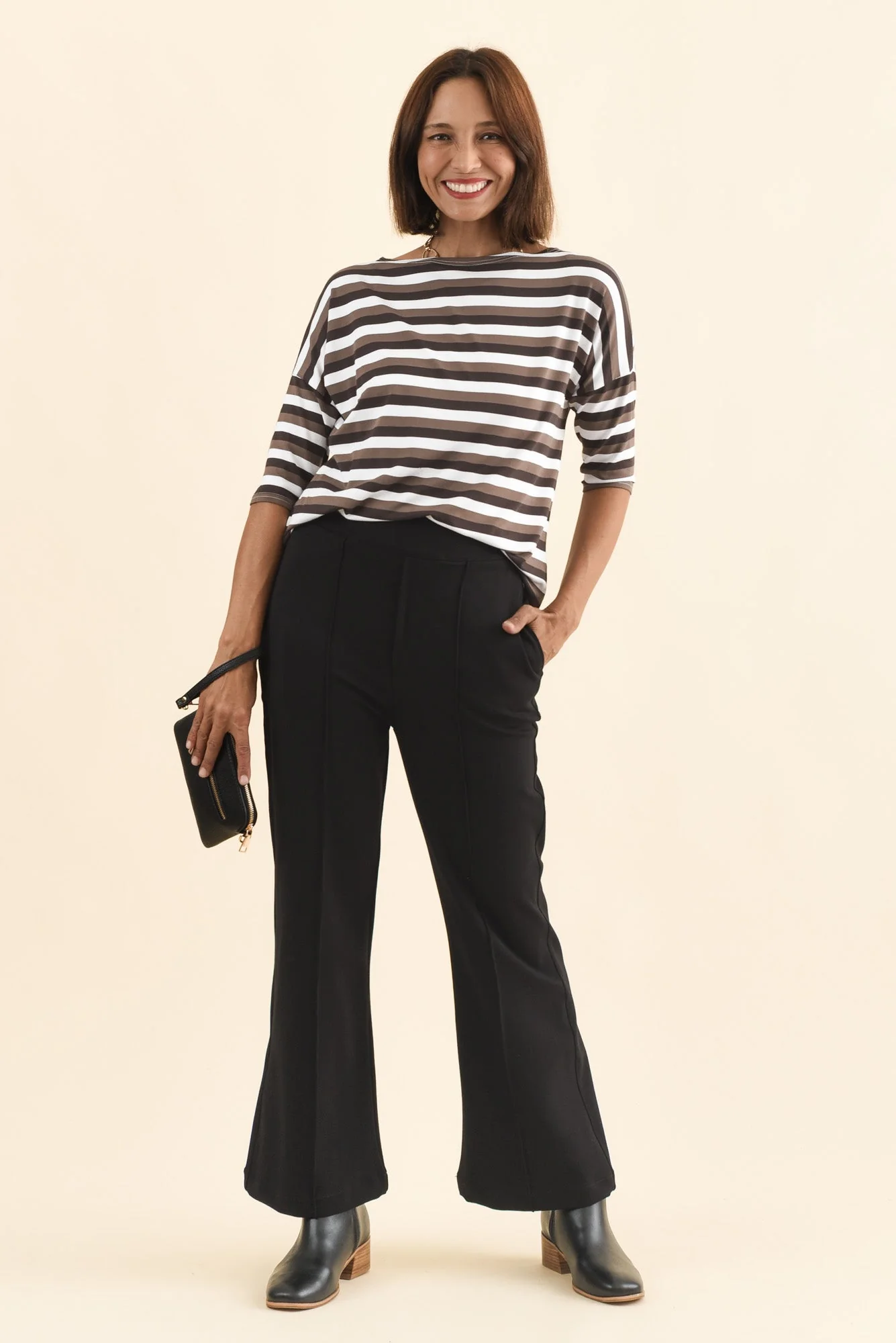 Themis Black Ponte Flare Pants - Image 2